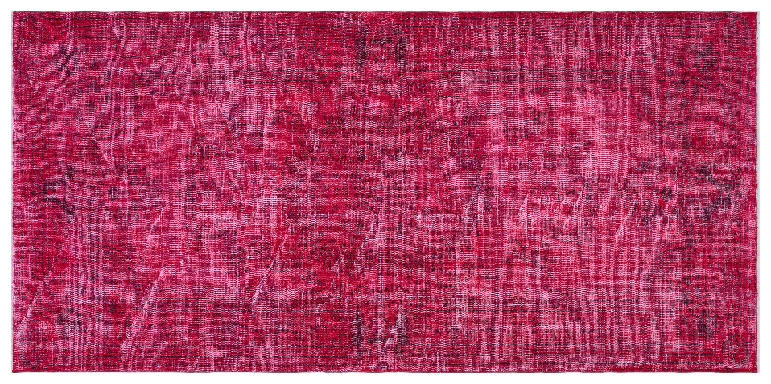 Fuchsia Over Dyed Vintage Rug 4'6'' x 9'5'' ft 138 x 288 cm