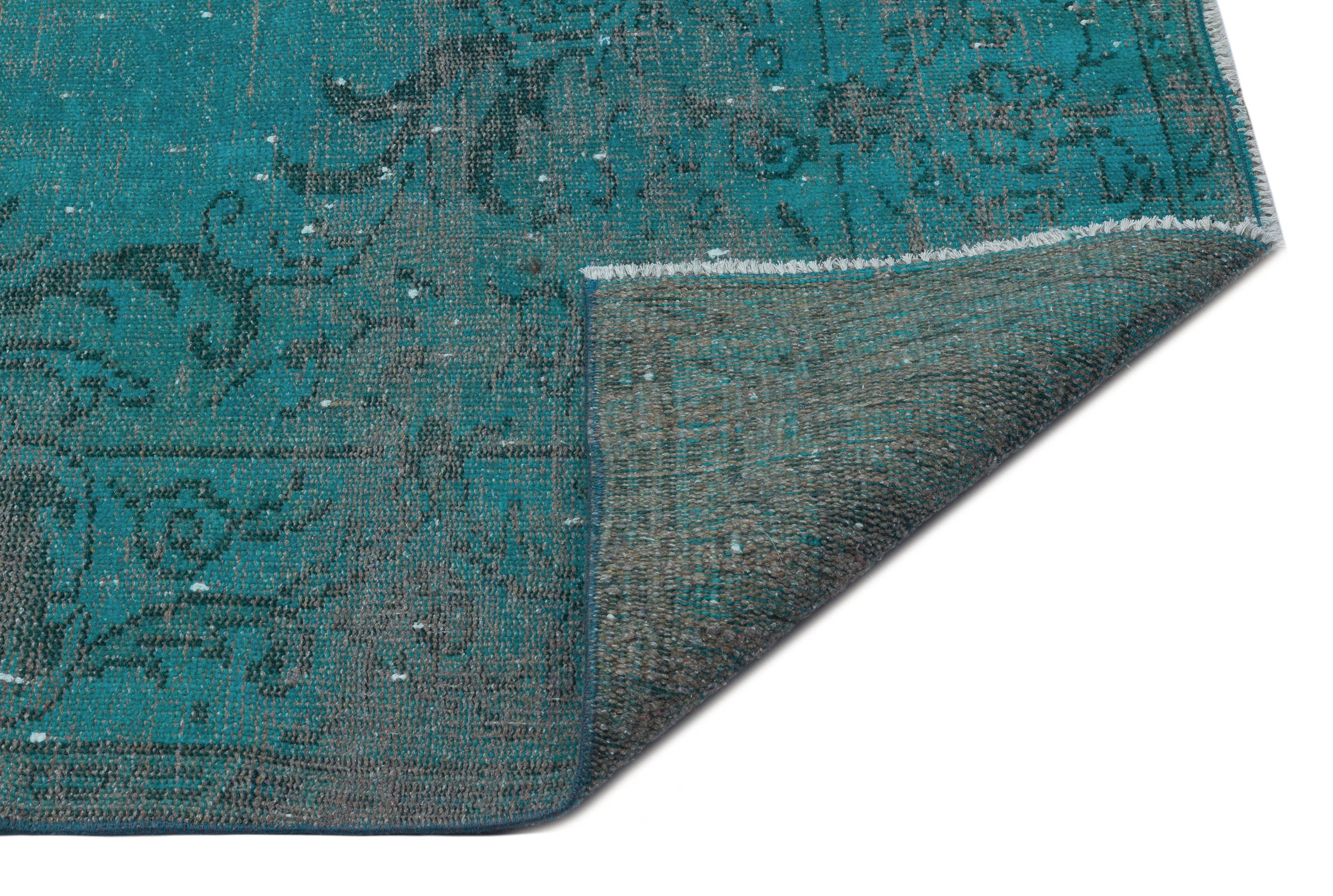 Turquoise  Over Dyed Vintage Rug 6'2'' x 9'4'' ft 187 x 284 cm