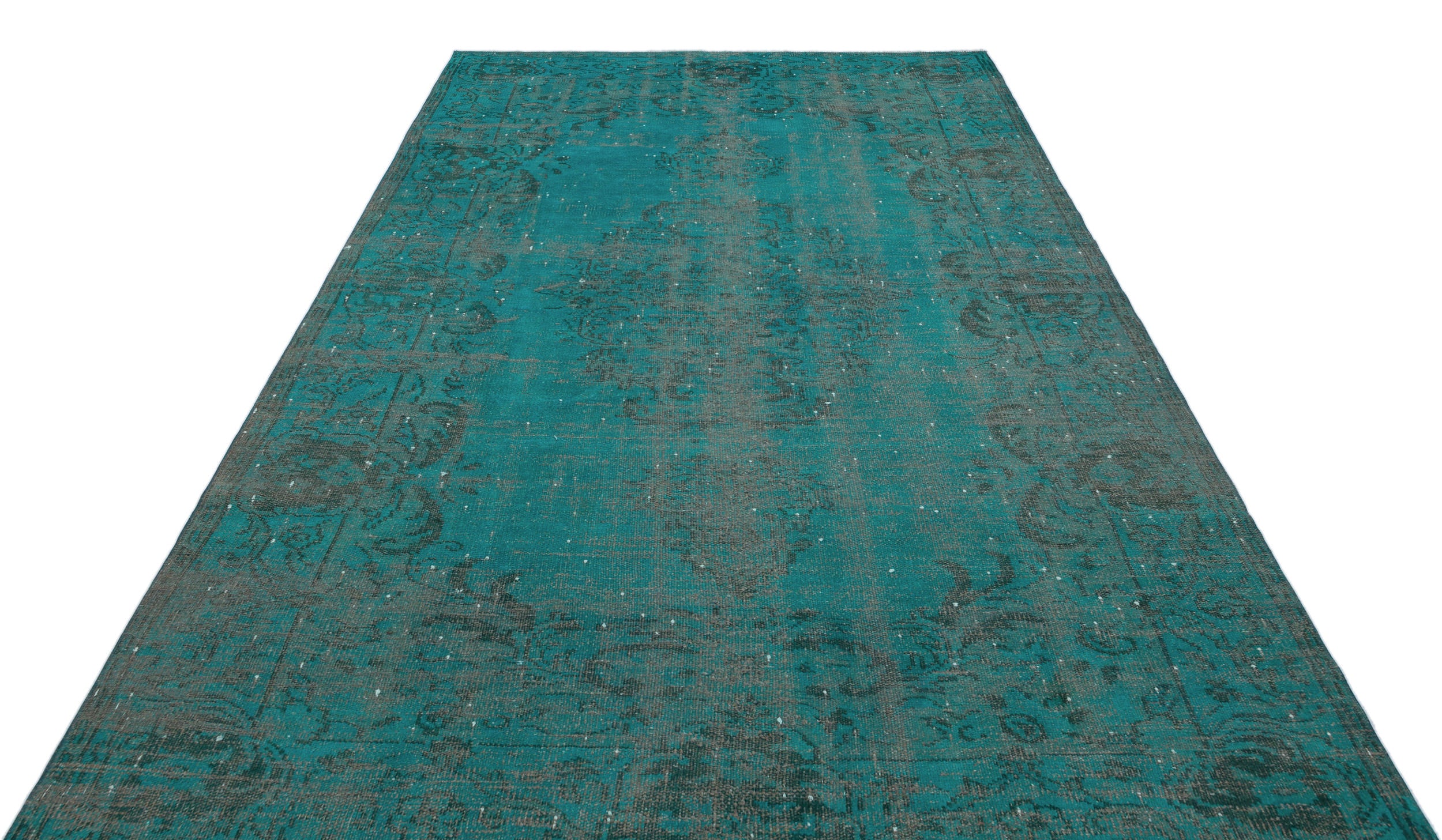 Turquoise  Over Dyed Vintage Rug 6'2'' x 9'4'' ft 187 x 284 cm