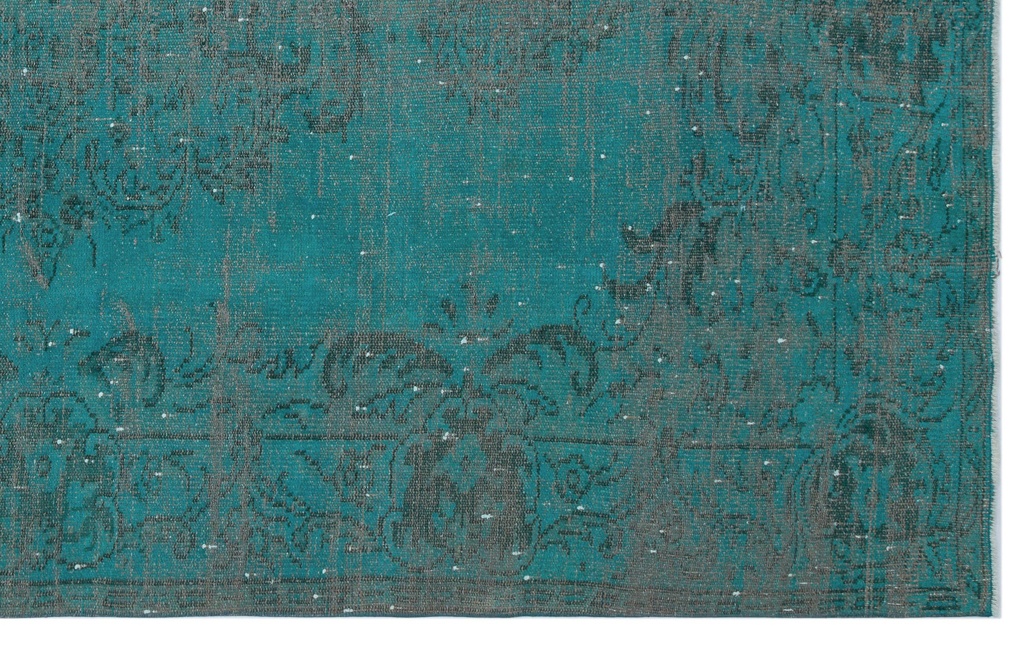 Turquoise  Over Dyed Vintage Rug 6'2'' x 9'4'' ft 187 x 284 cm
