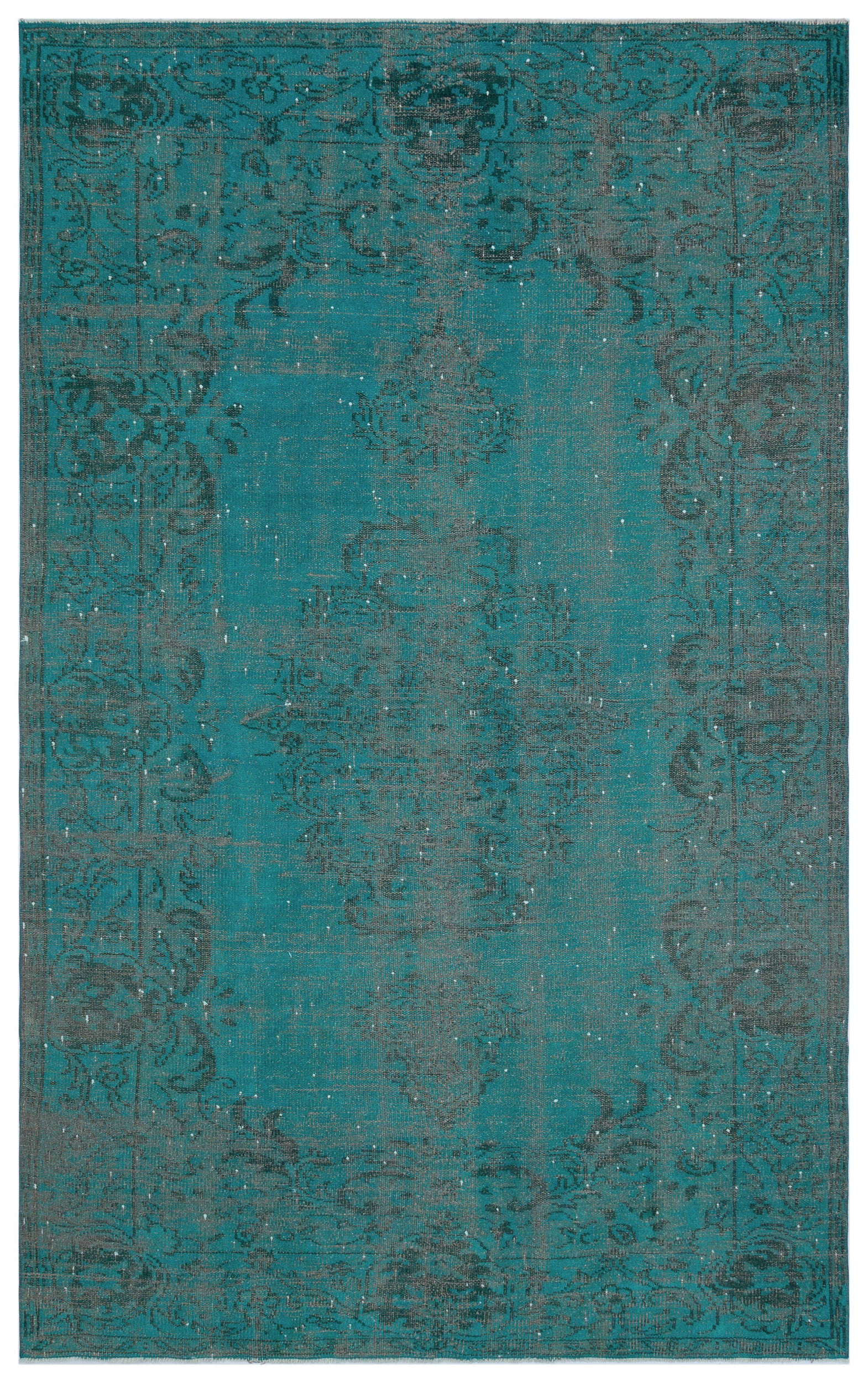 Turquoise  Over Dyed Vintage Rug 6'2'' x 9'4'' ft 187 x 284 cm
