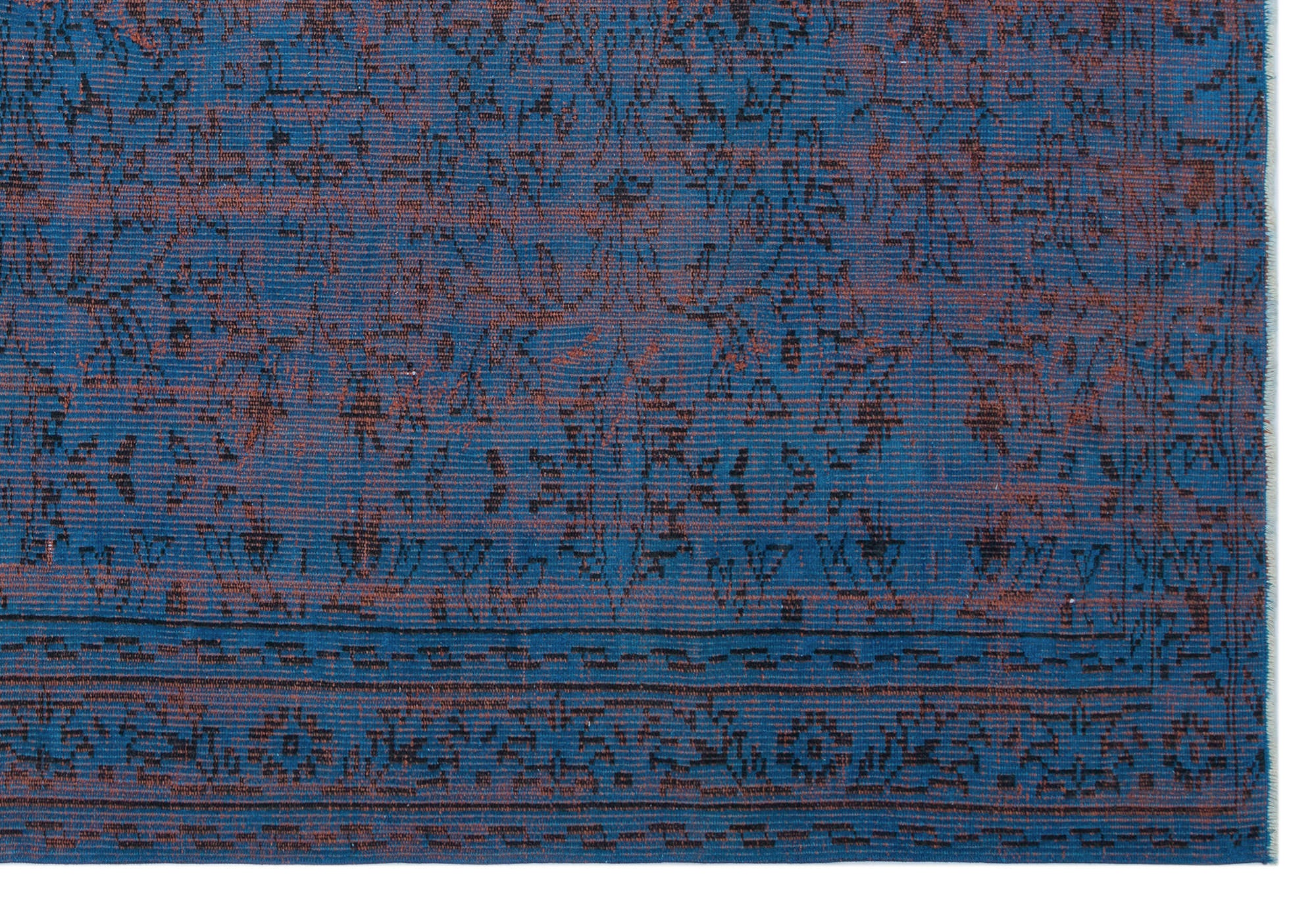 Blue Over Dyed Vintage Rug 5'12'' x 8'10'' ft 182 x 268 cm