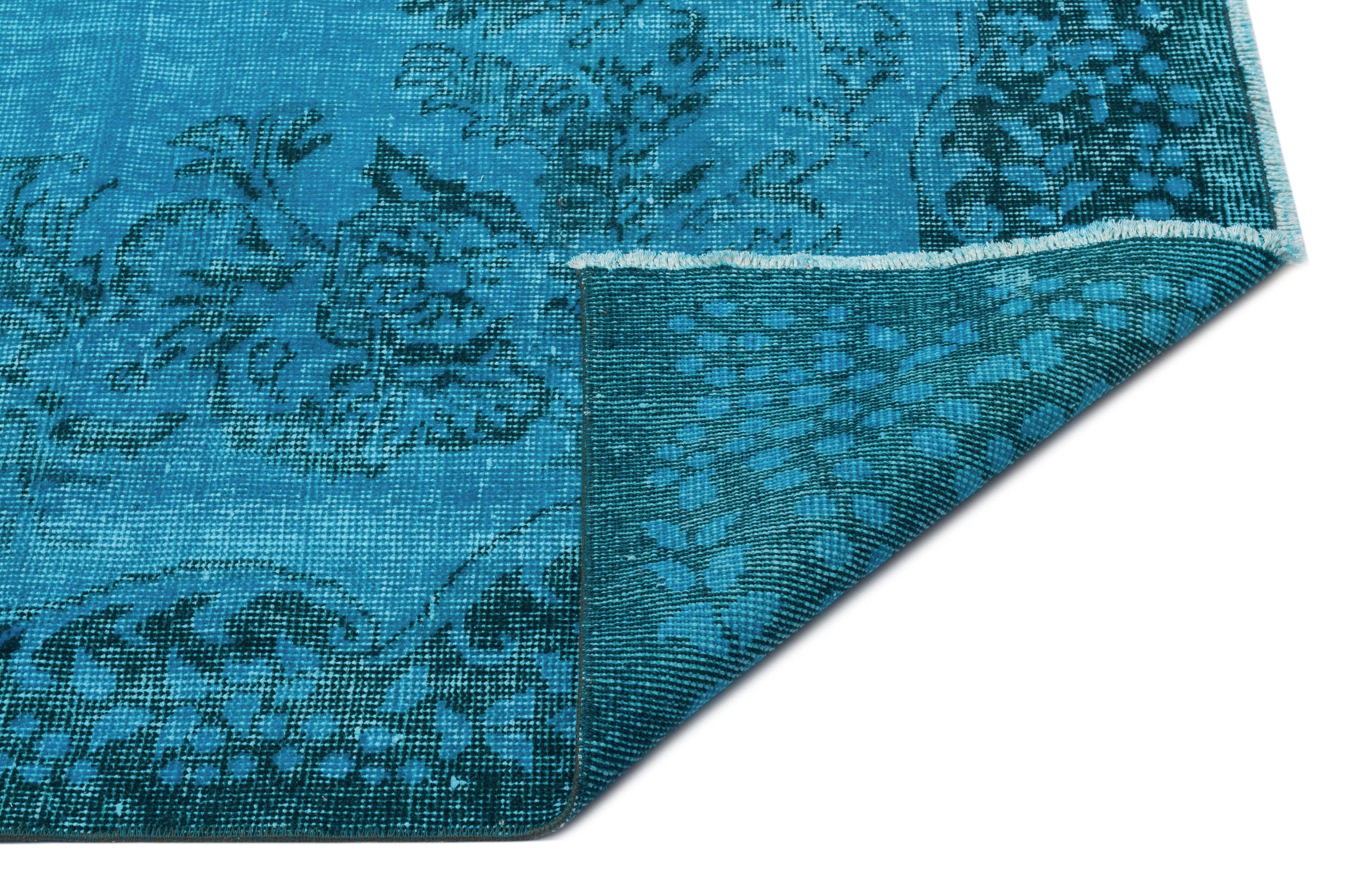 Turquoise  Over Dyed Vintage Rug 5'9'' x 9'2'' ft 174 x 280 cm