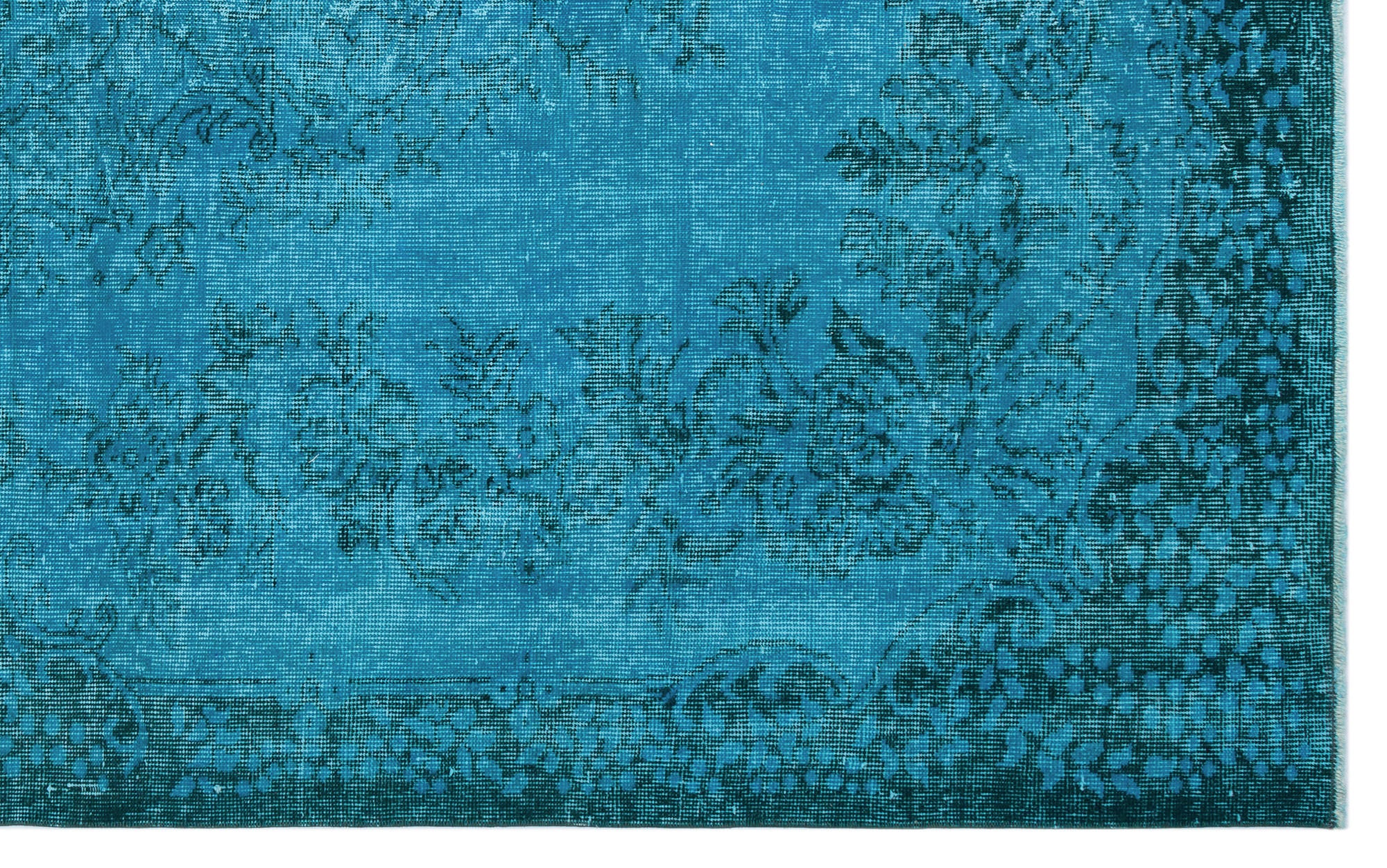Turquoise  Over Dyed Vintage Rug 5'9'' x 9'2'' ft 174 x 280 cm