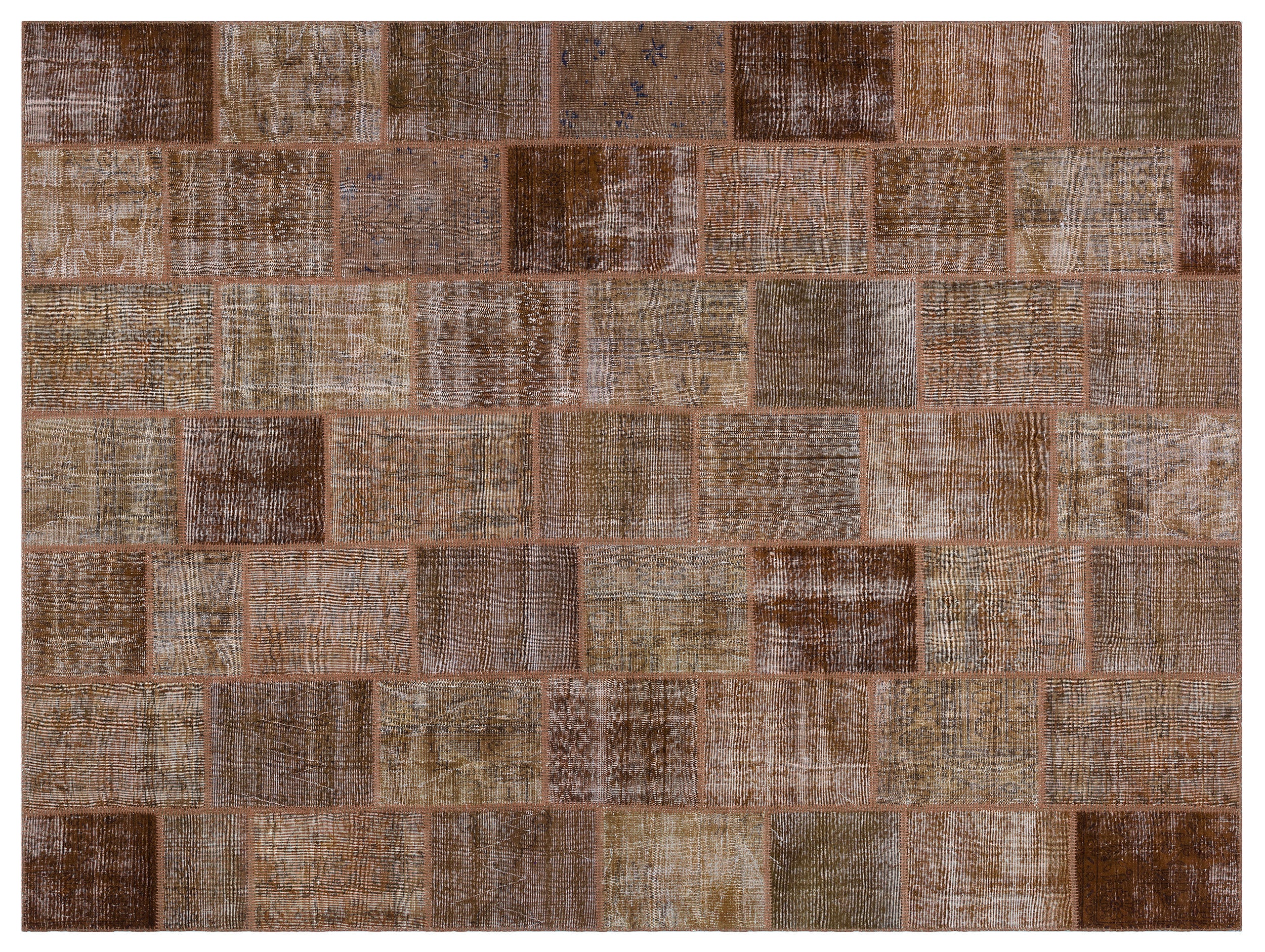 Brown Over Dyed Patchwork Unique Rug 9'1'' x 12'0'' ft 277 x 366 cm