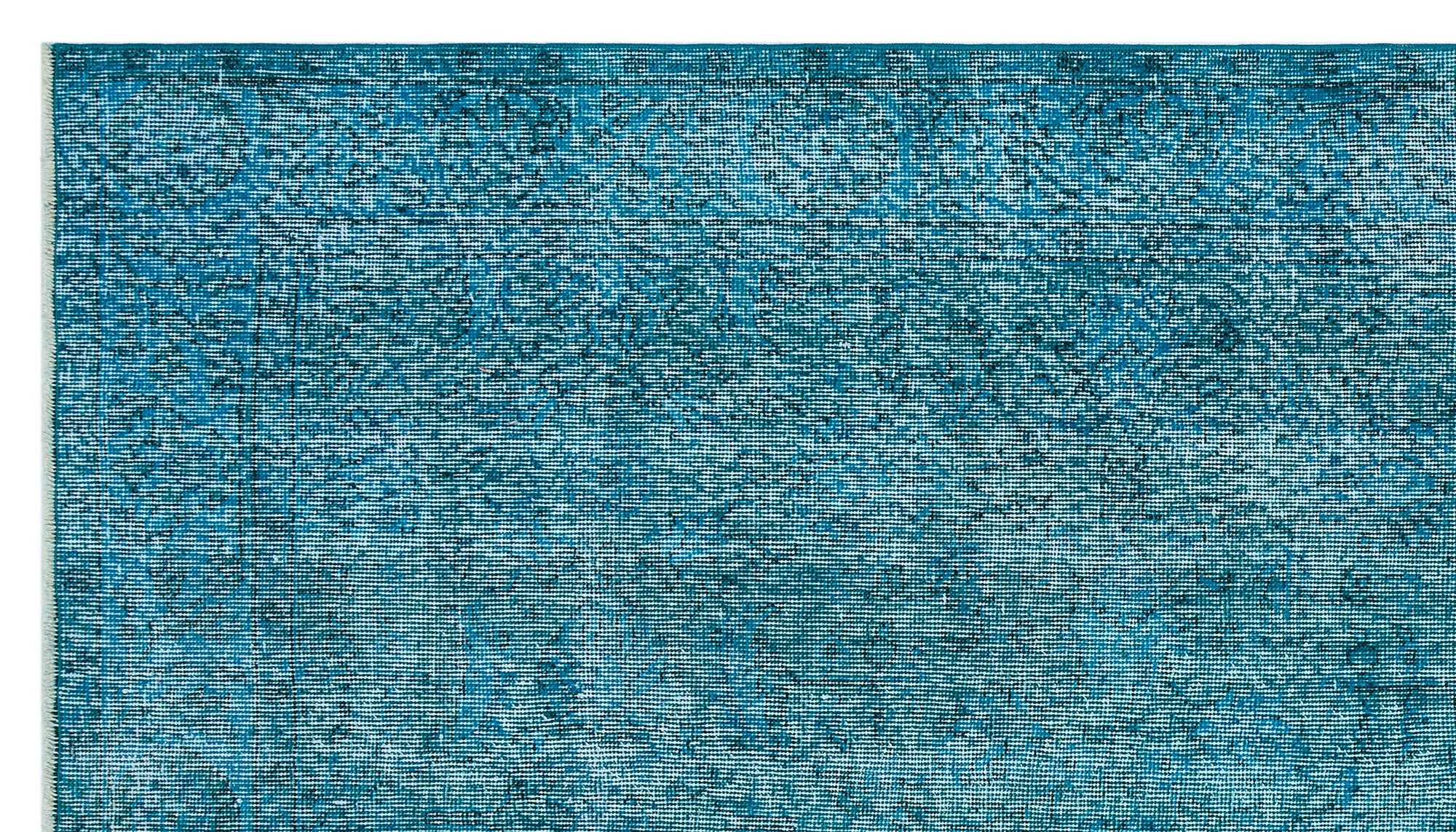 Turquoise Over Dyed Vintage Rug 4'9'' x 8'6'' ft 146 x 259 cm