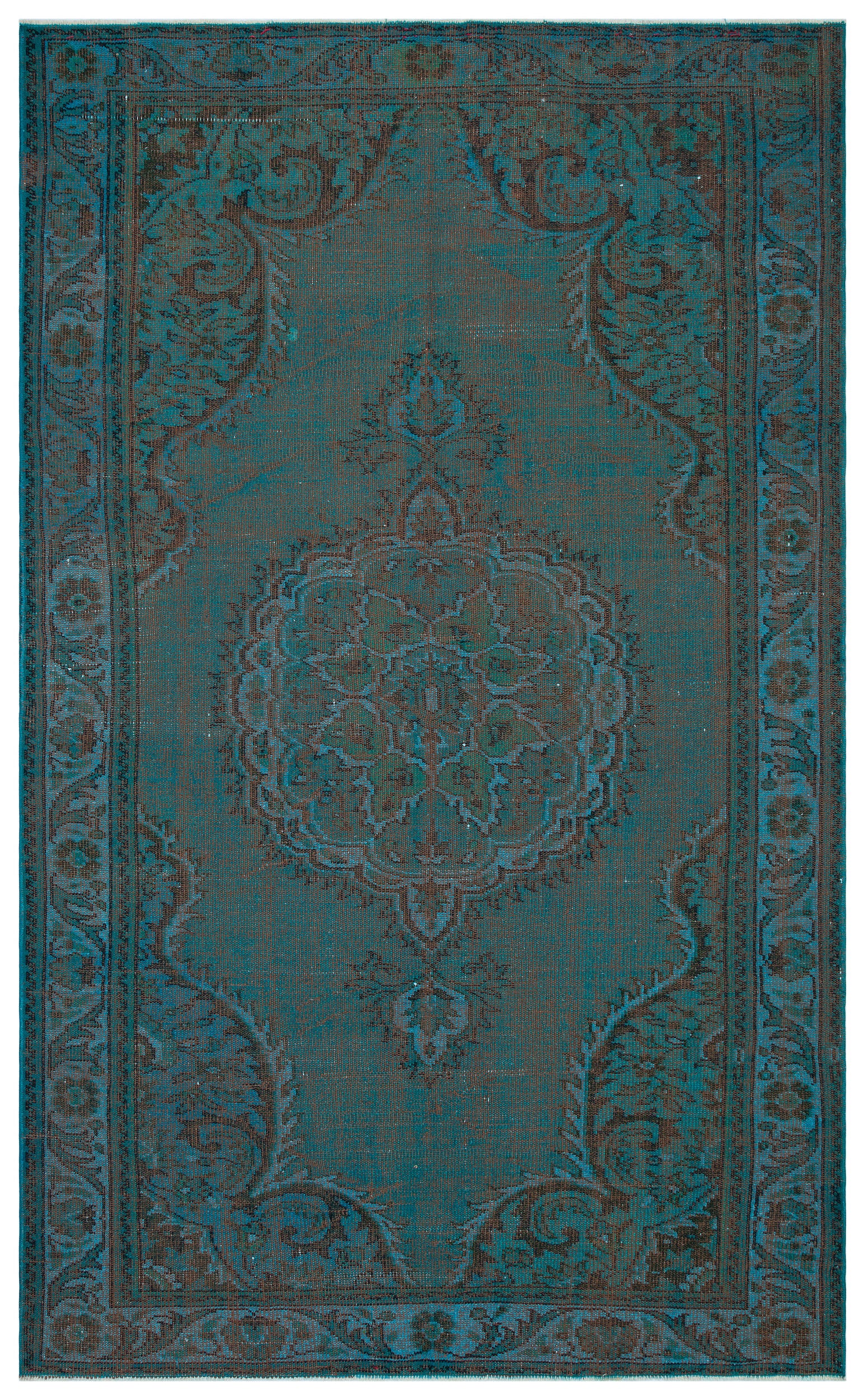 Traditional Design Indigo Blue Over Dyed Vintage Rug 5'10'' x 9'8'' ft 178 x 295 cm