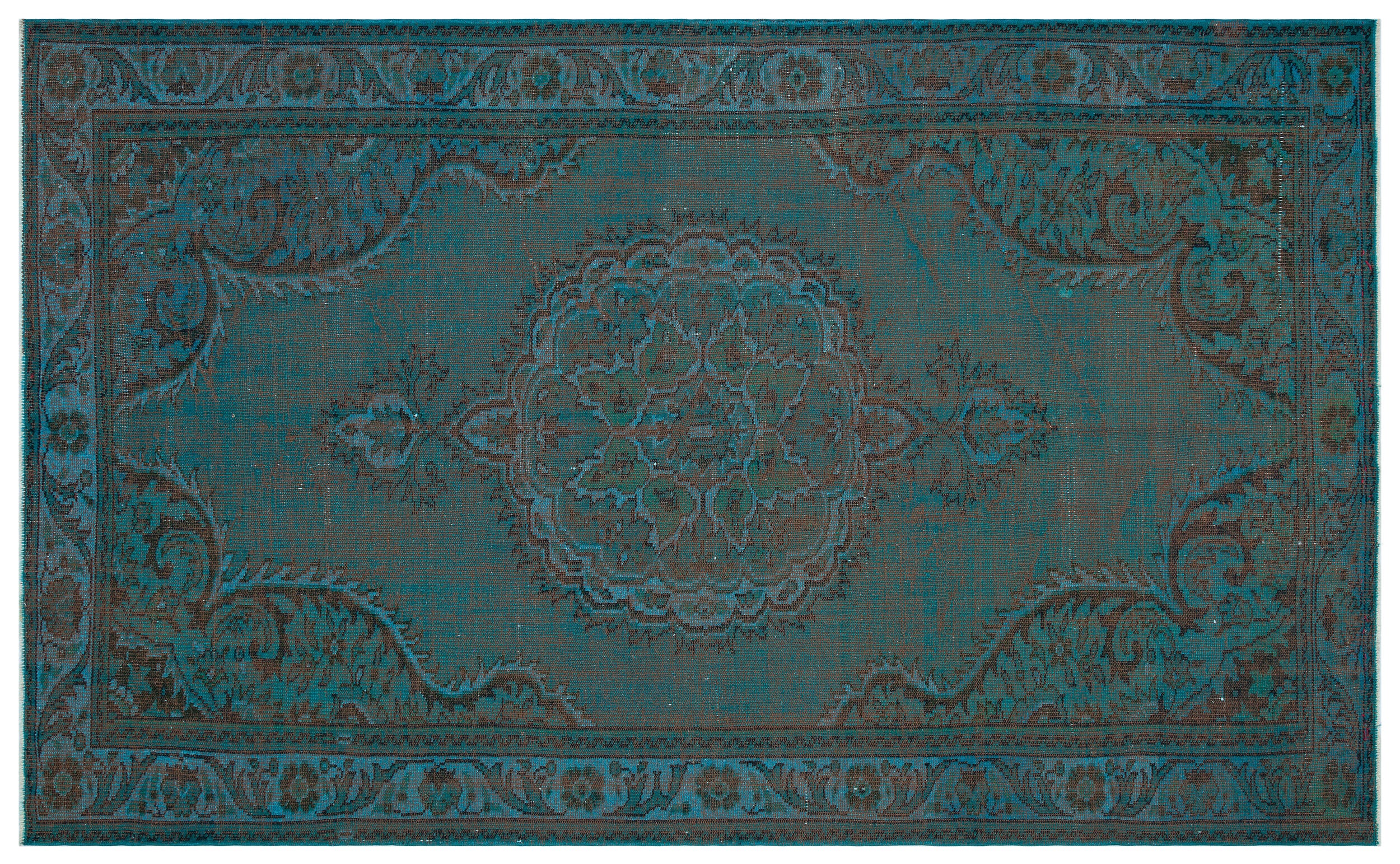 Traditional Design Indigo Blue Over Dyed Vintage Rug 5'10'' x 9'8'' ft 178 x 295 cm