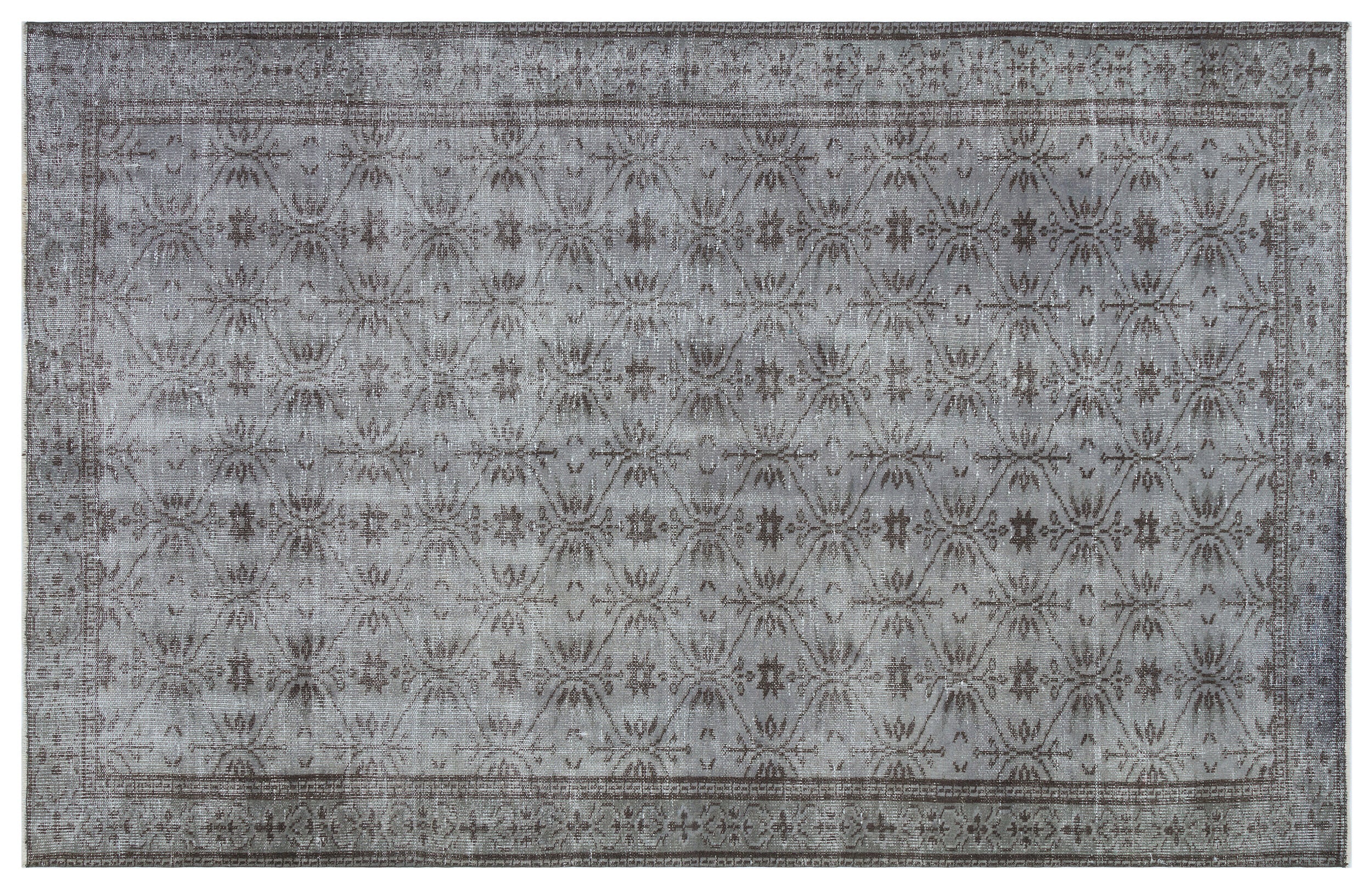 Gray Over Dyed Vintage Rug 5'5'' x 8'8'' ft 166 x 265 cm
