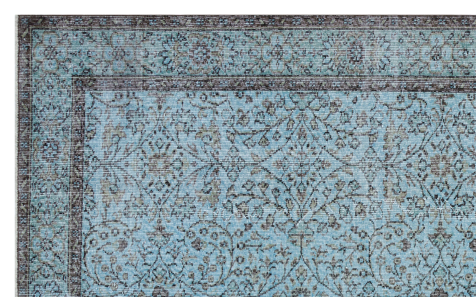 Retro Design Stone Blue Over Dyed Vintage Rug 5'7'' x 9'1'' ft 171 x 278 cm