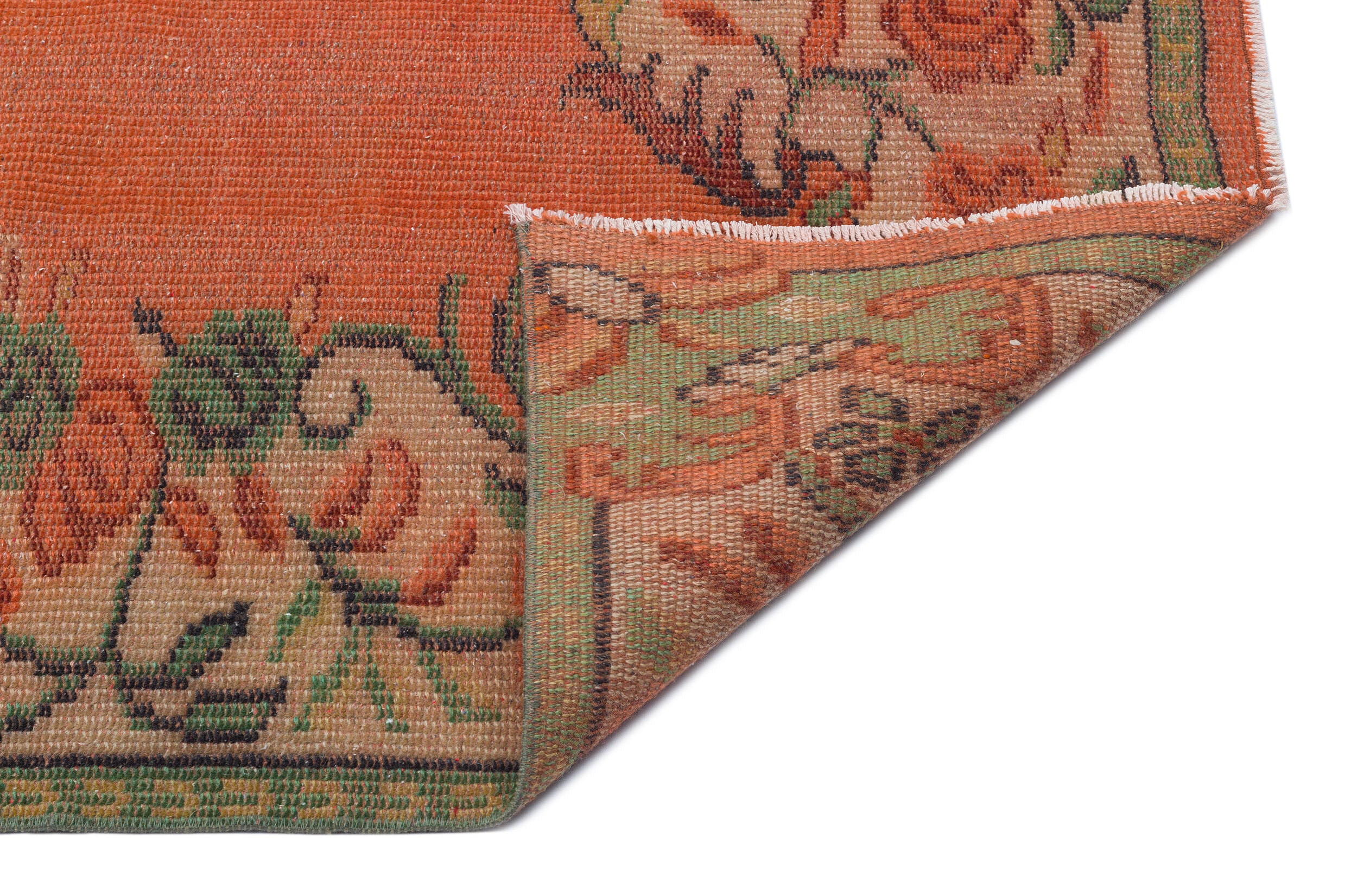 Orange Over Dyed Vintage Rug 5'3'' x 8'11'' ft 161 x 271 cm