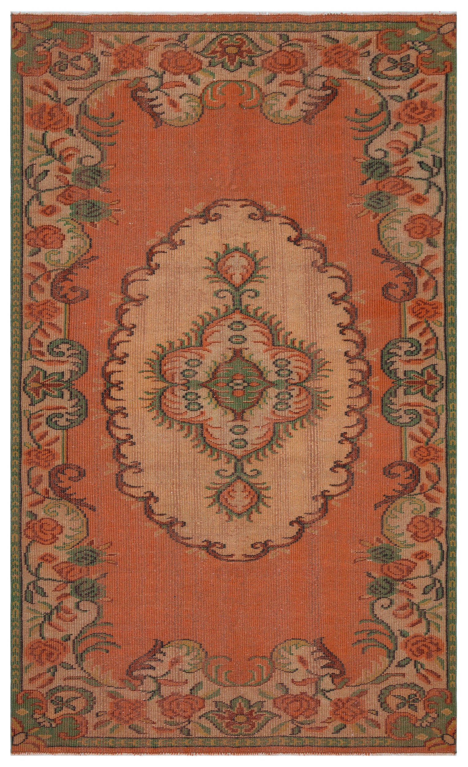 Orange Over Dyed Vintage Rug 5'3'' x 8'11'' ft 161 x 271 cm
