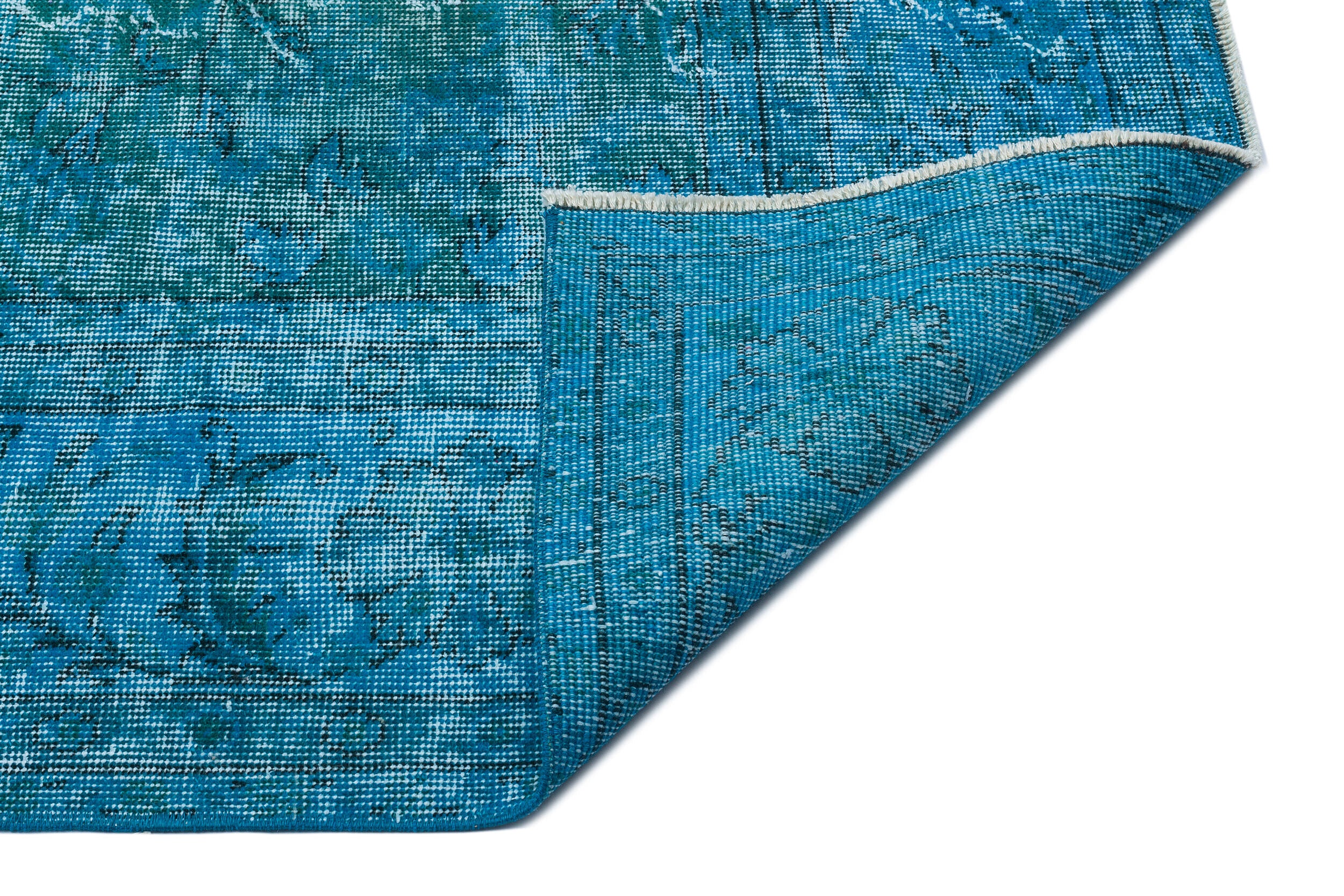 Turquoise Over Dyed Vintage Rug 7'7'' x 10'3'' ft 231 x 313 cm