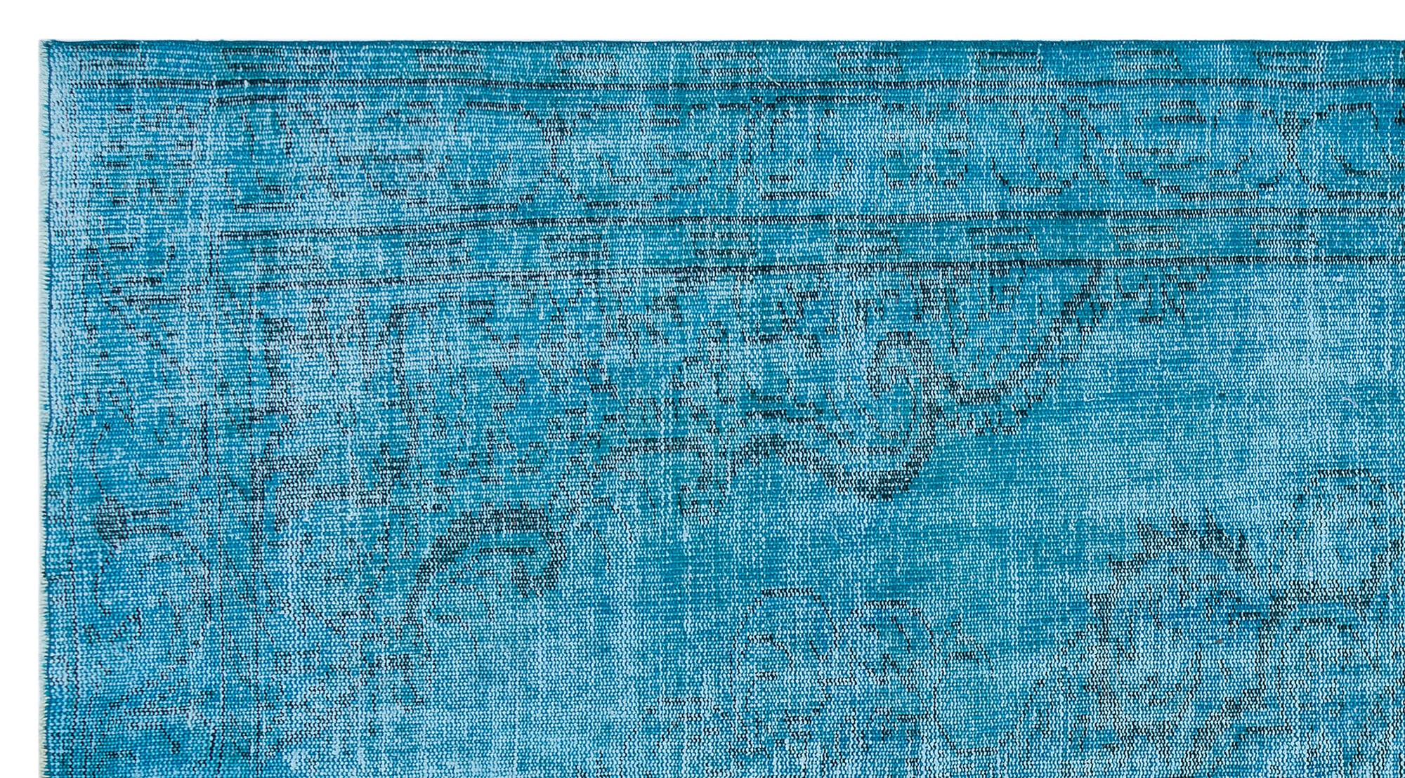 Traditional Design Turquoise Over Dyed Vintage Rug 4'9'' x 8'11'' ft 146 x 272 cm