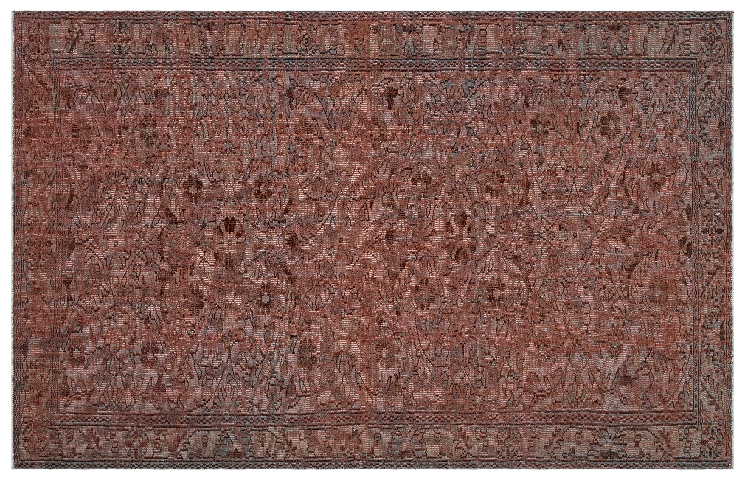 Brown Over Dyed Vintage Rug 6'0'' x 9'6'' ft 184 x 289 cm