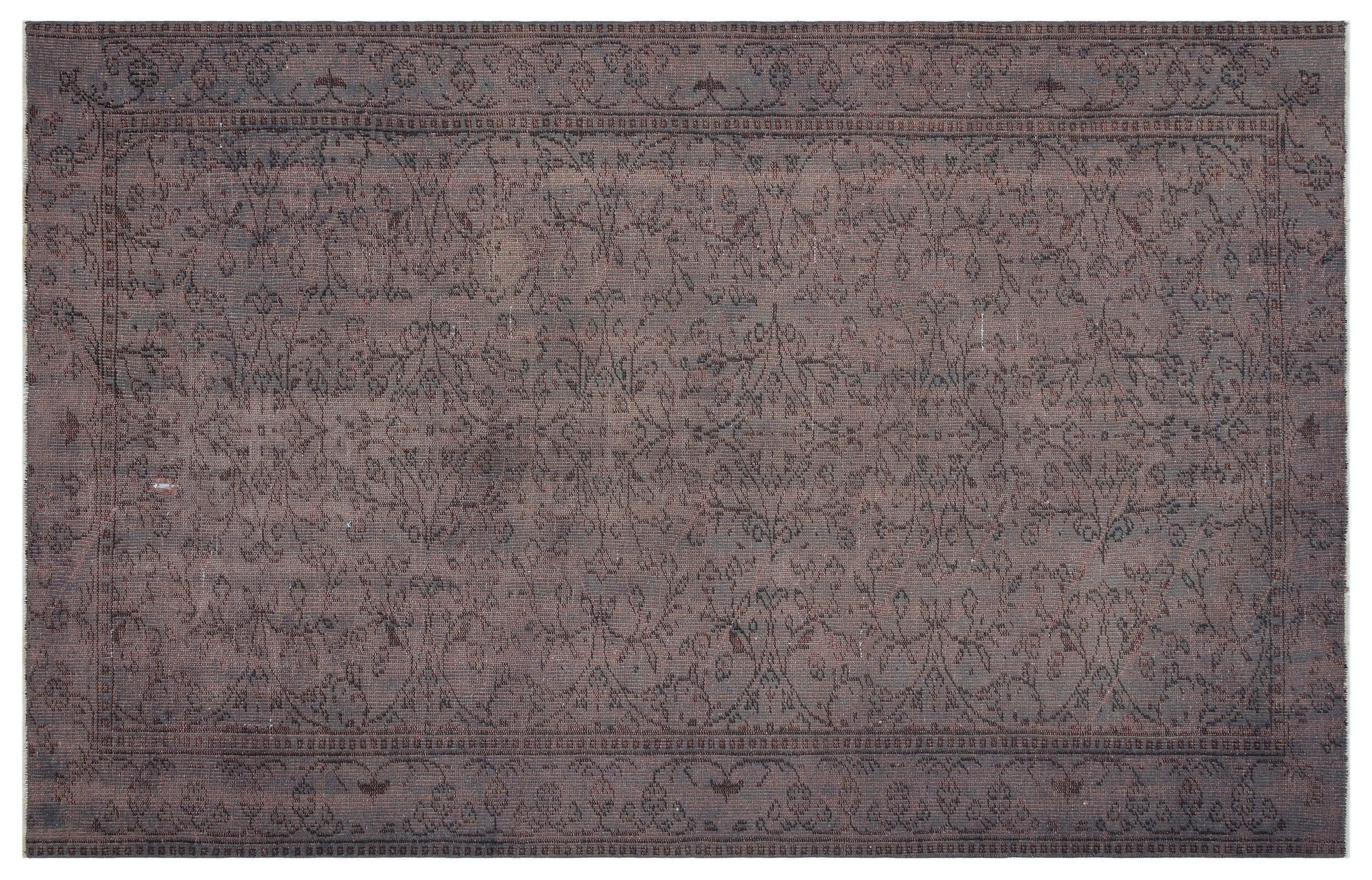 Gray Over Dyed Vintage Rug 6'0'' x 9'2'' ft 184 x 280 cm