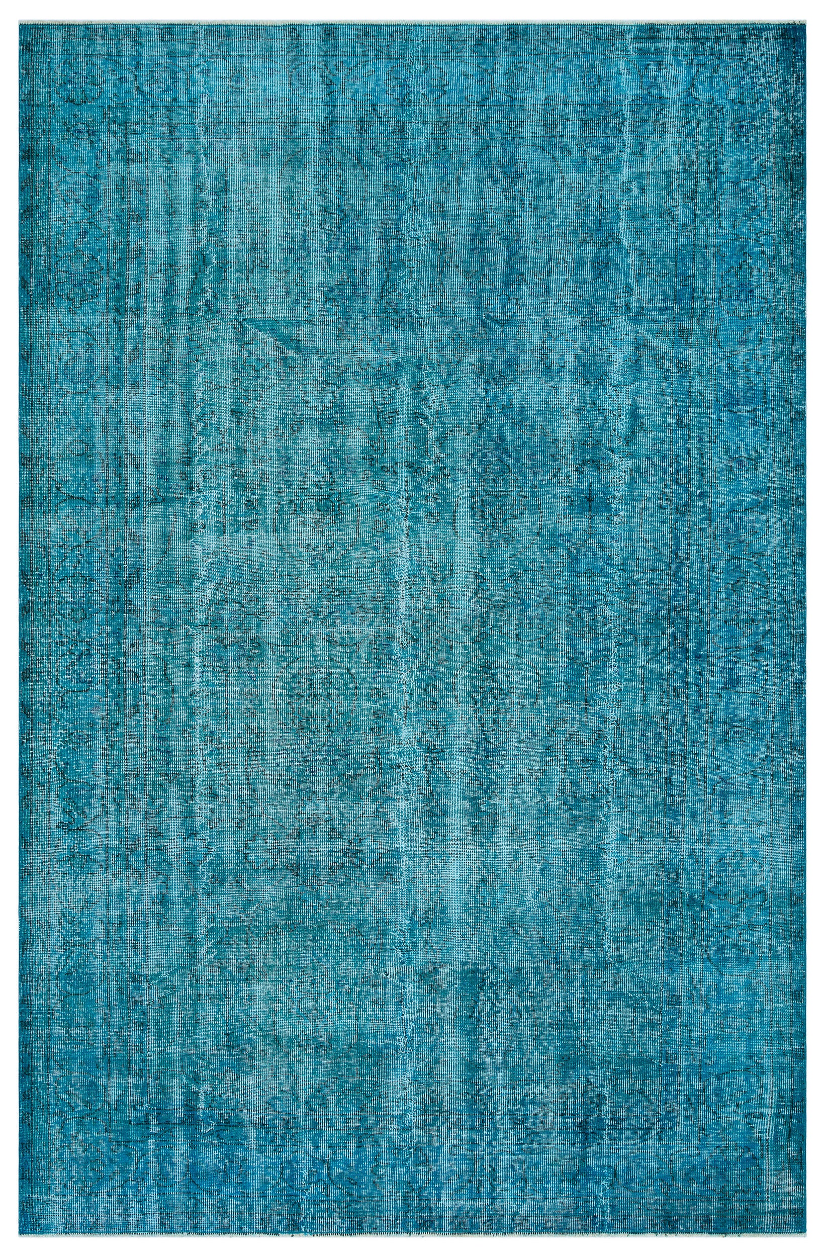 Turquoise Over Dyed Vintage Rug 6'4'' x 9'11'' ft 194 x 303 cm