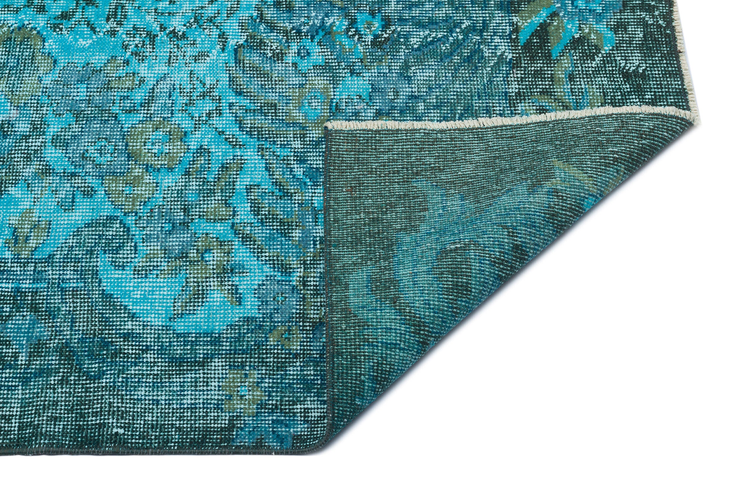 Green Over Dyed Vintage Rug 6'1'' x 9'0'' ft 185 x 275 cm