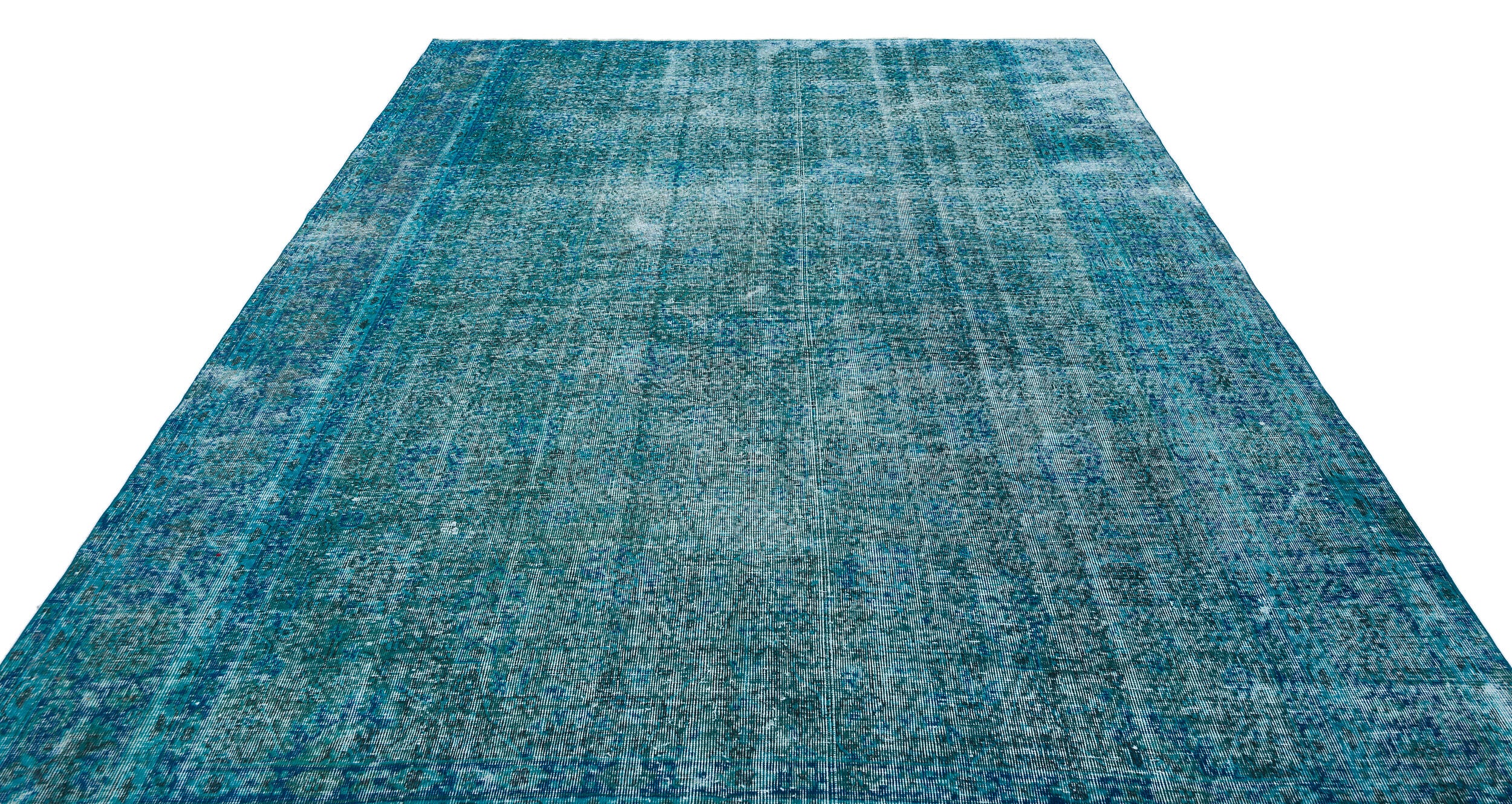 Turquoise Over Dyed Vintage Rug 8'2'' x 9'3'' ft 250 x 281 cm