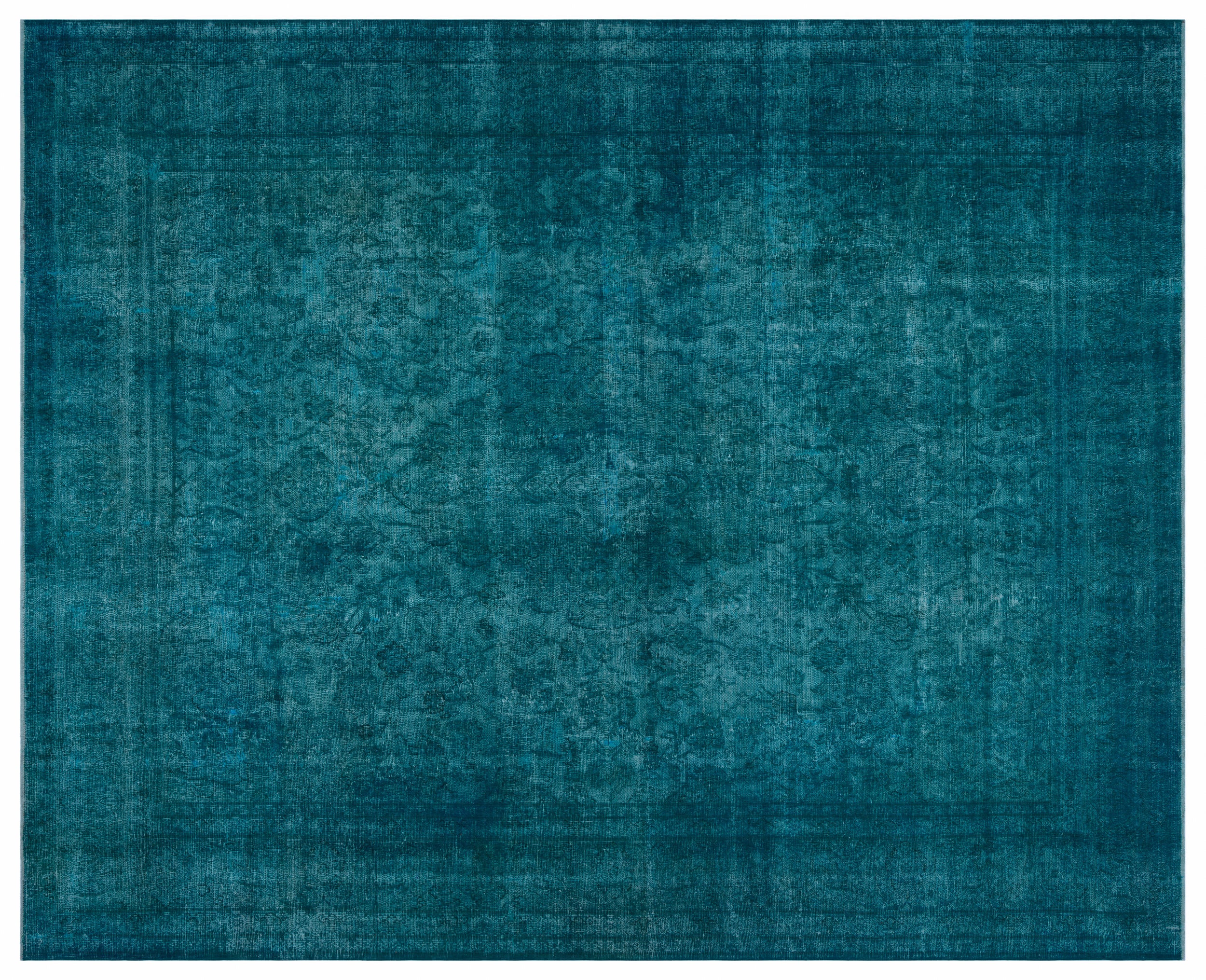 Turquoise  Over Dyed Vintage XLarge Rug 9'10'' x 12'2'' ft 300 x 372 cm