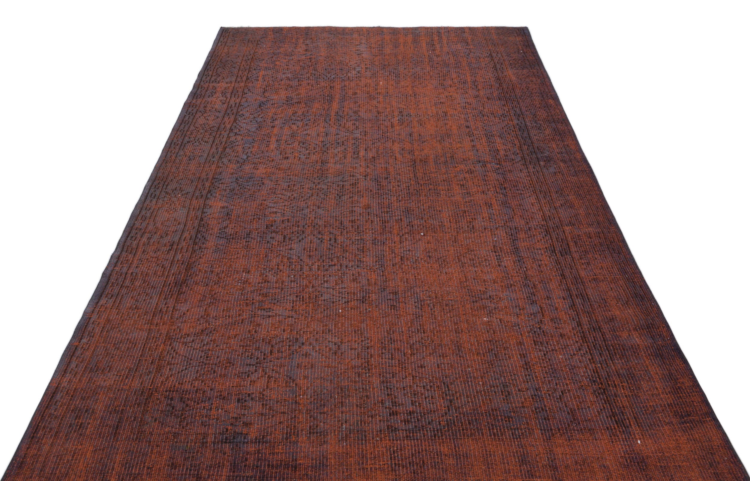 Brown Over Dyed Vintage Rug 5'3'' x 8'4'' ft 161 x 254 cm