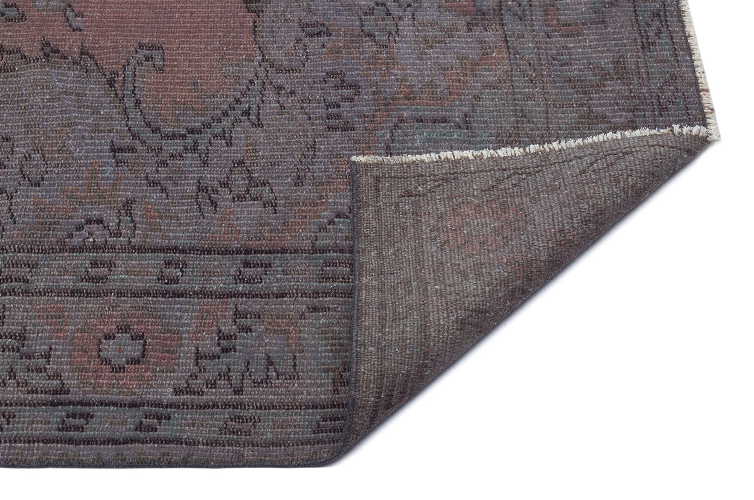 Gray Over Dyed Vintage Rug 5'3'' x 9'2'' ft 160 x 280 cm