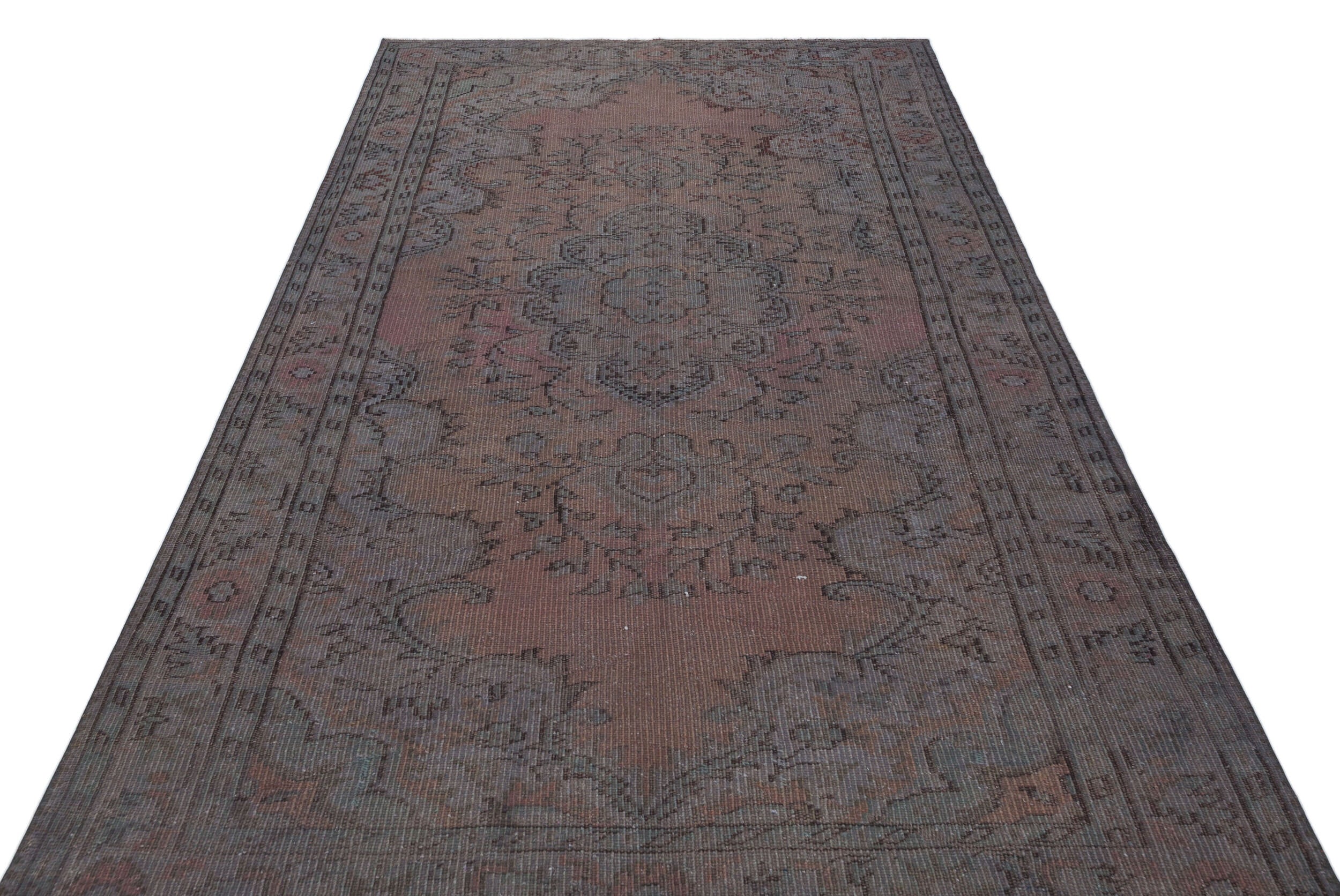 Gray Over Dyed Vintage Rug 5'3'' x 9'2'' ft 160 x 280 cm