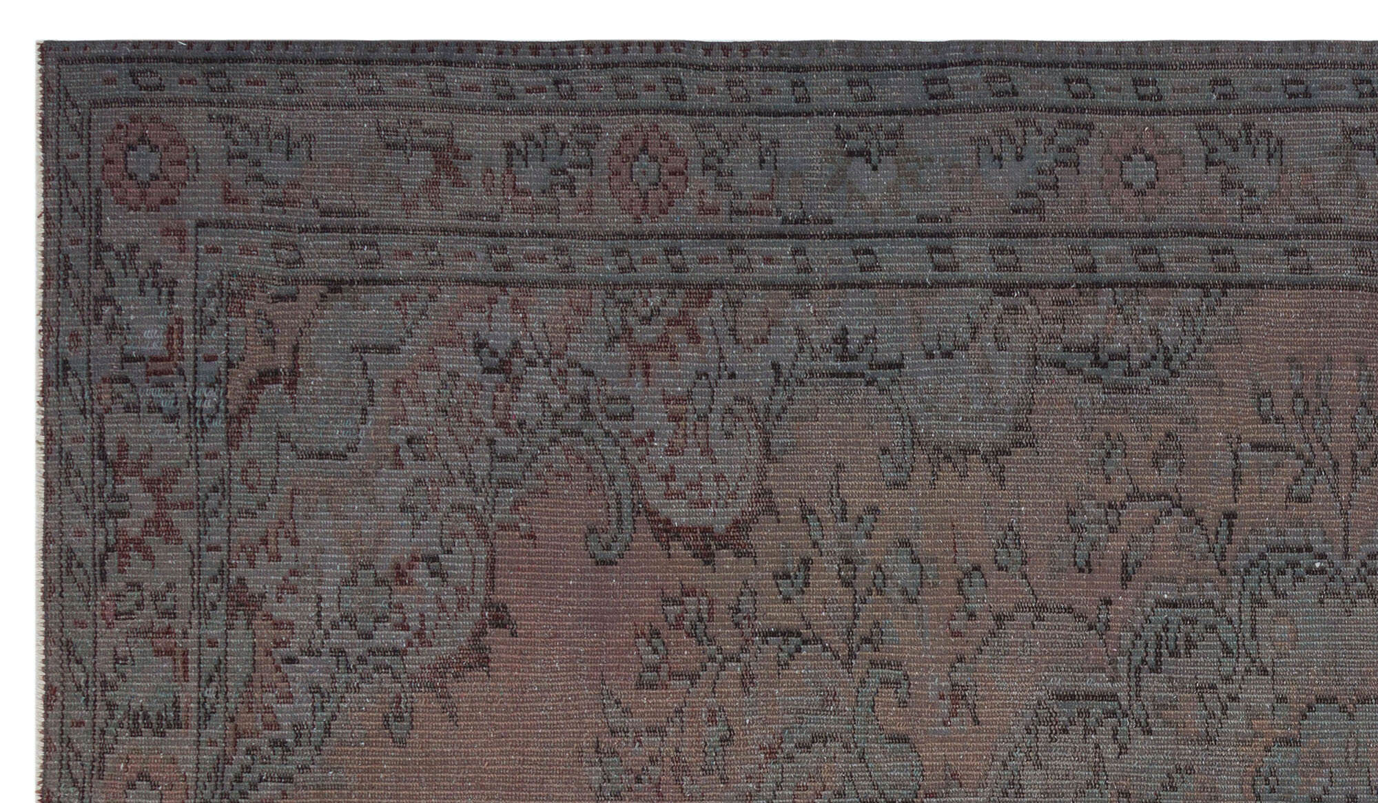 Gray Over Dyed Vintage Rug 5'3'' x 9'2'' ft 160 x 280 cm