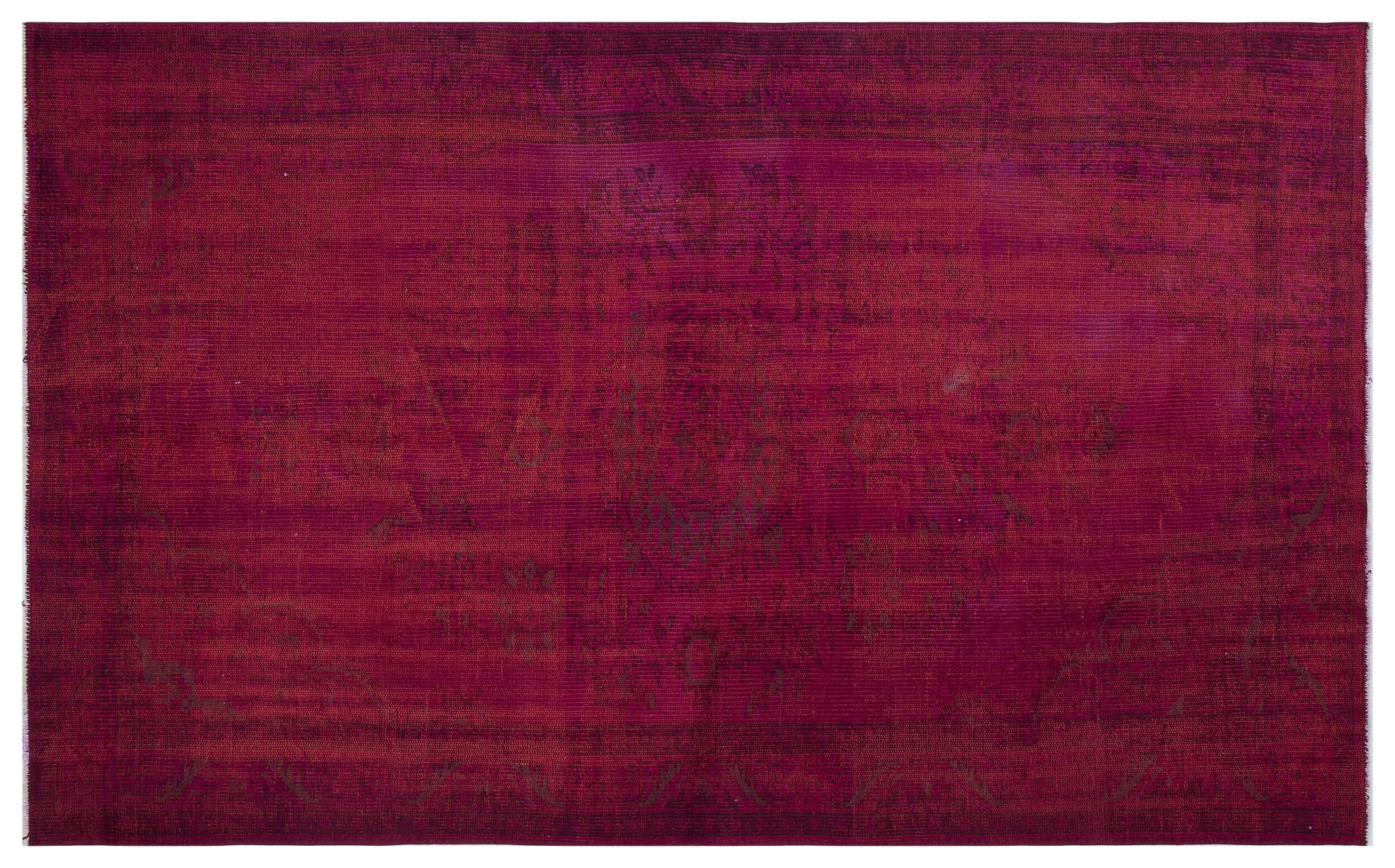Red Over Dyed Vintage Rug 5'3'' x 8'4'' ft 160 x 255 cm