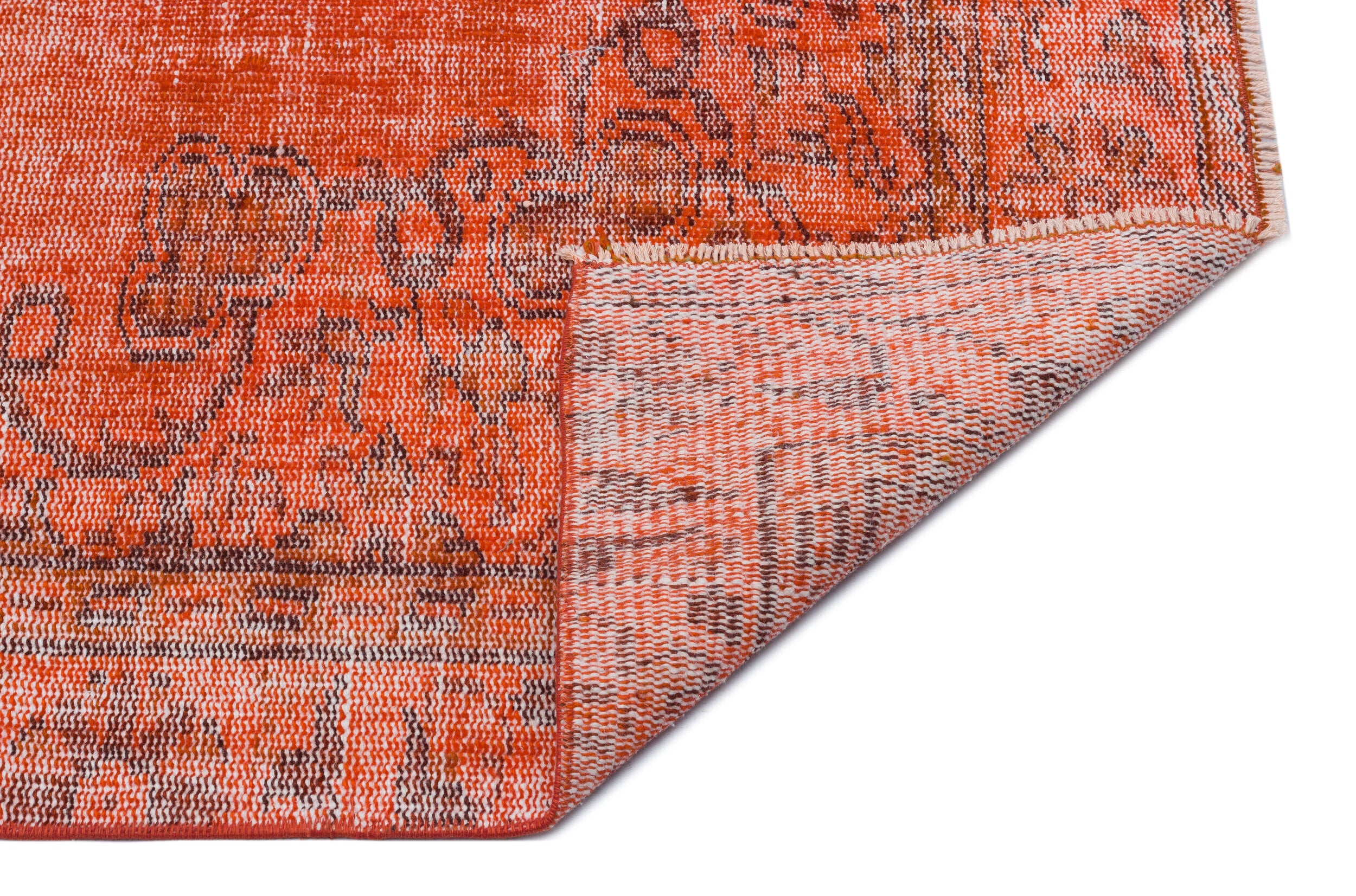 Orange Over Dyed Vintage Rug 5'8'' x 9'5'' ft 173 x 286 cm