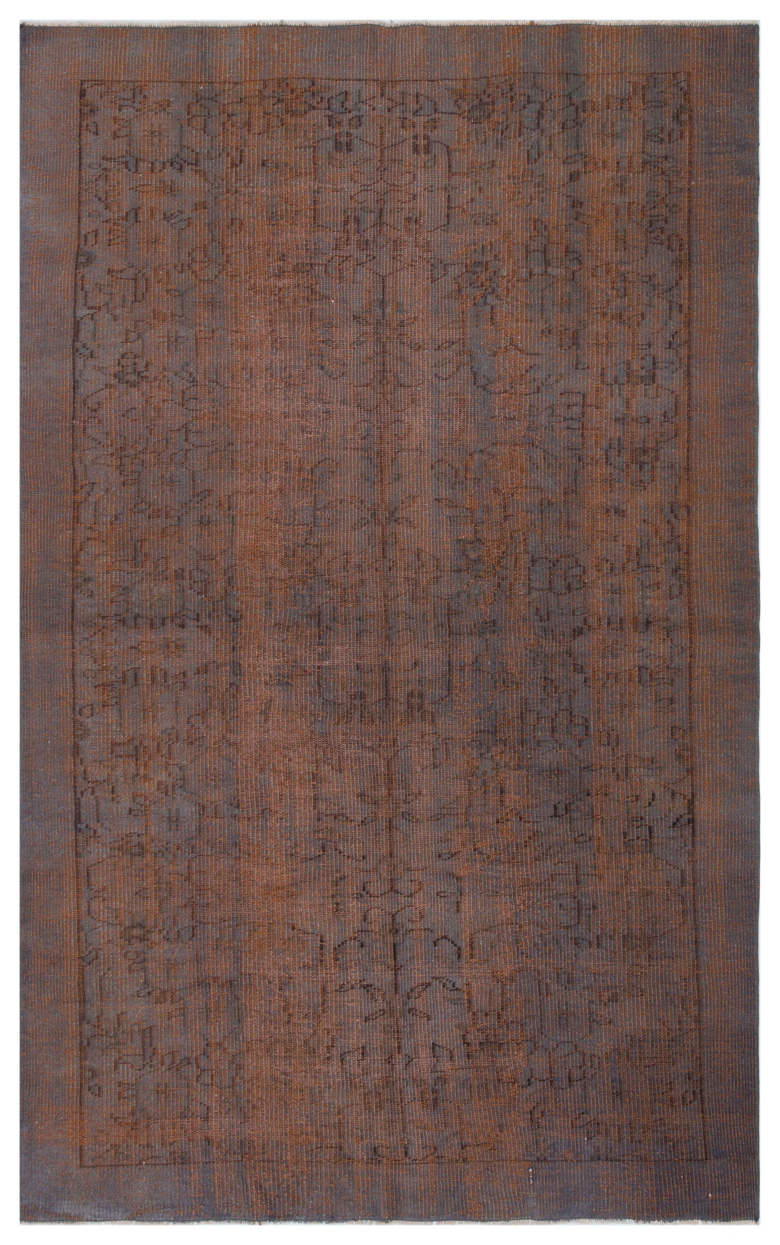 Brown Over Dyed Vintage Rug 5'1'' x 8'5'' ft 156 x 257 cm