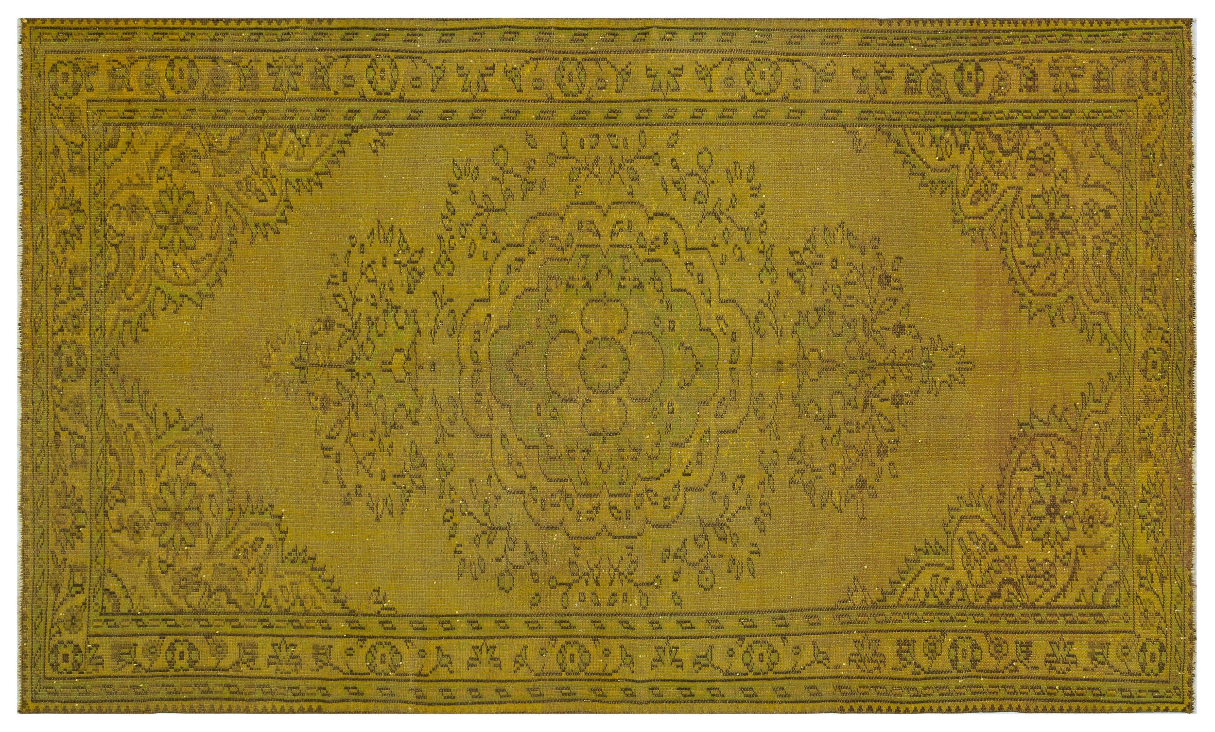 Yellow Over Dyed Vintage Rug 5'10'' x 9'5'' ft 177 x 288 cm
