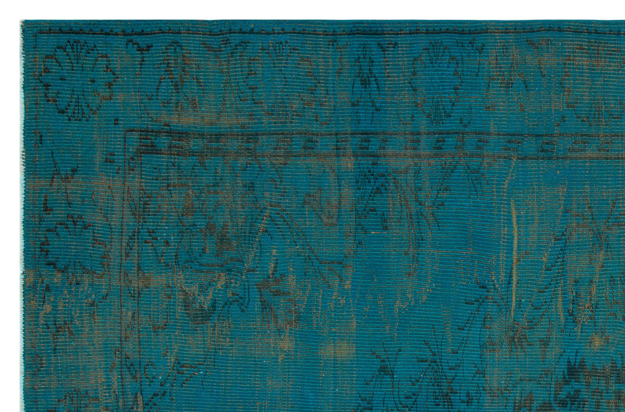 Traditional Design Turquoise Over Dyed Vintage Rug 5'9'' x 8'10'' ft 175 x 270 cm