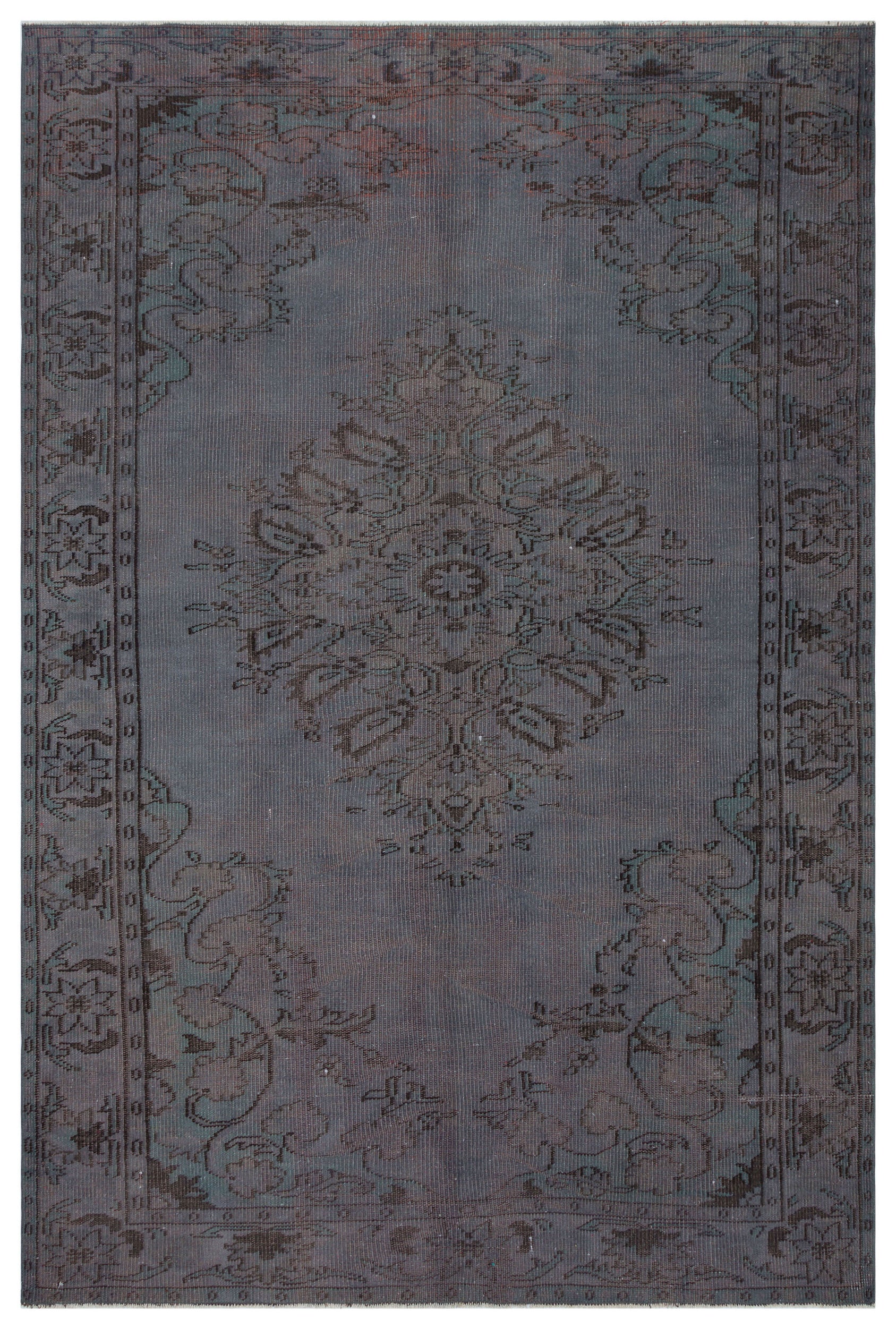 Gray Over Dyed Vintage Rug 6'1'' x 9'2'' ft 186 x 280 cm