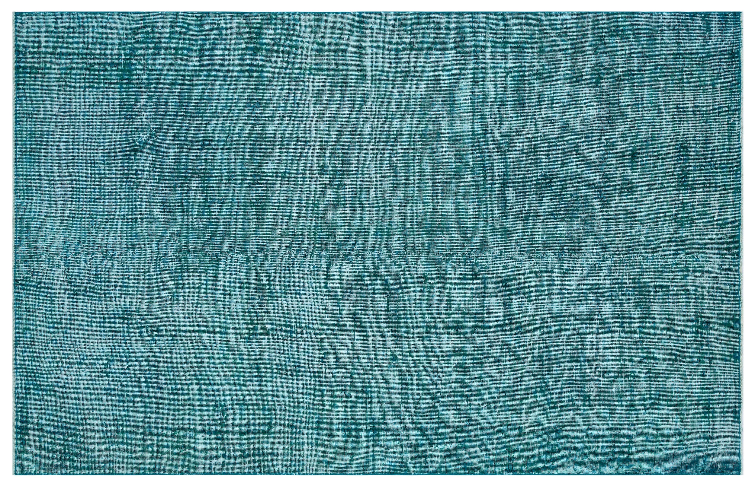Turquoie Over Dyed Vintage Rug 5'5'' x 8'7'' ft 166 x 261 cm