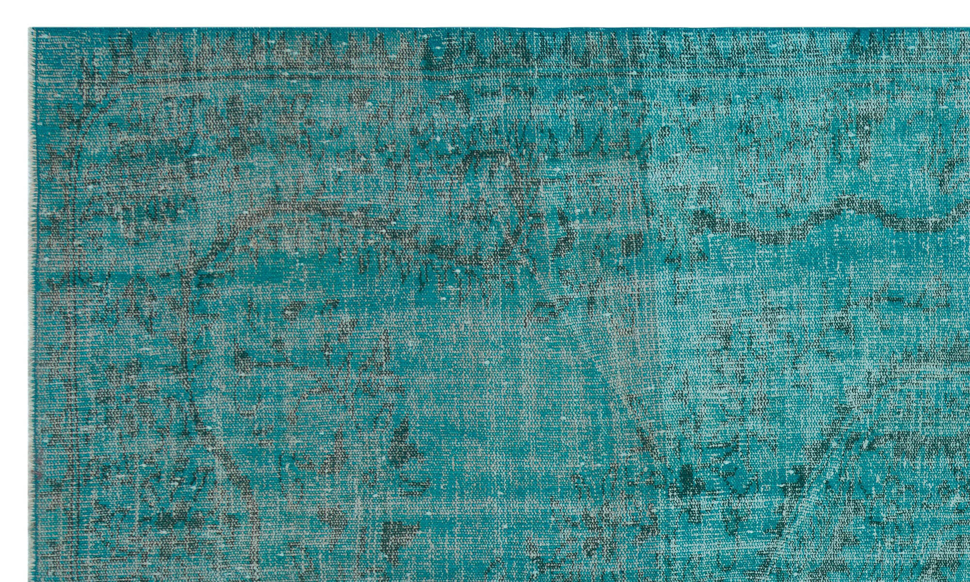 Turquoise  Over Dyed Vintage Rug 5'10'' x 9'8'' ft 179 x 295 cm