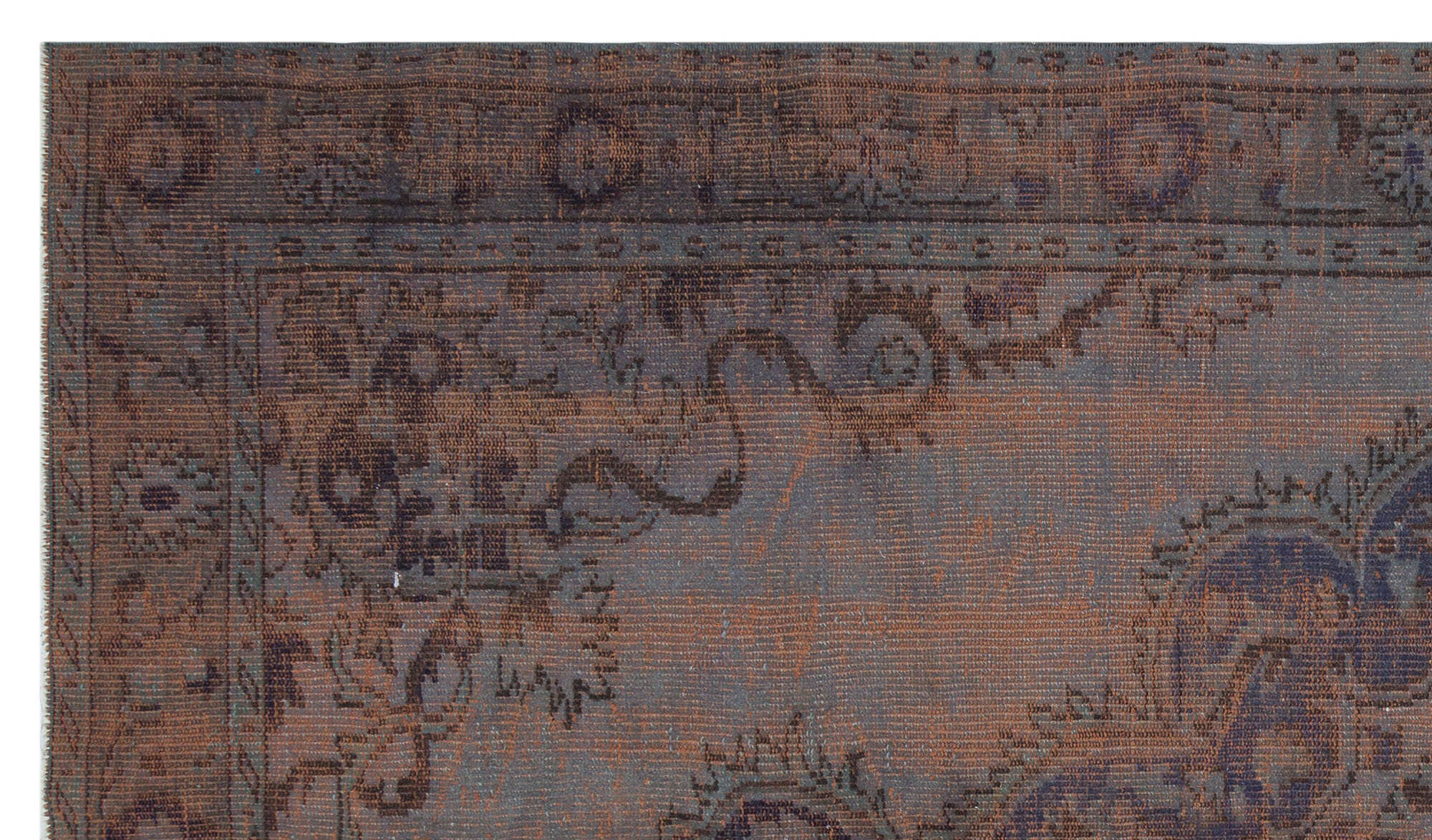 Brown Over Dyed Vintage Rug 5'8'' x 9'8'' ft 172 x 294 cm