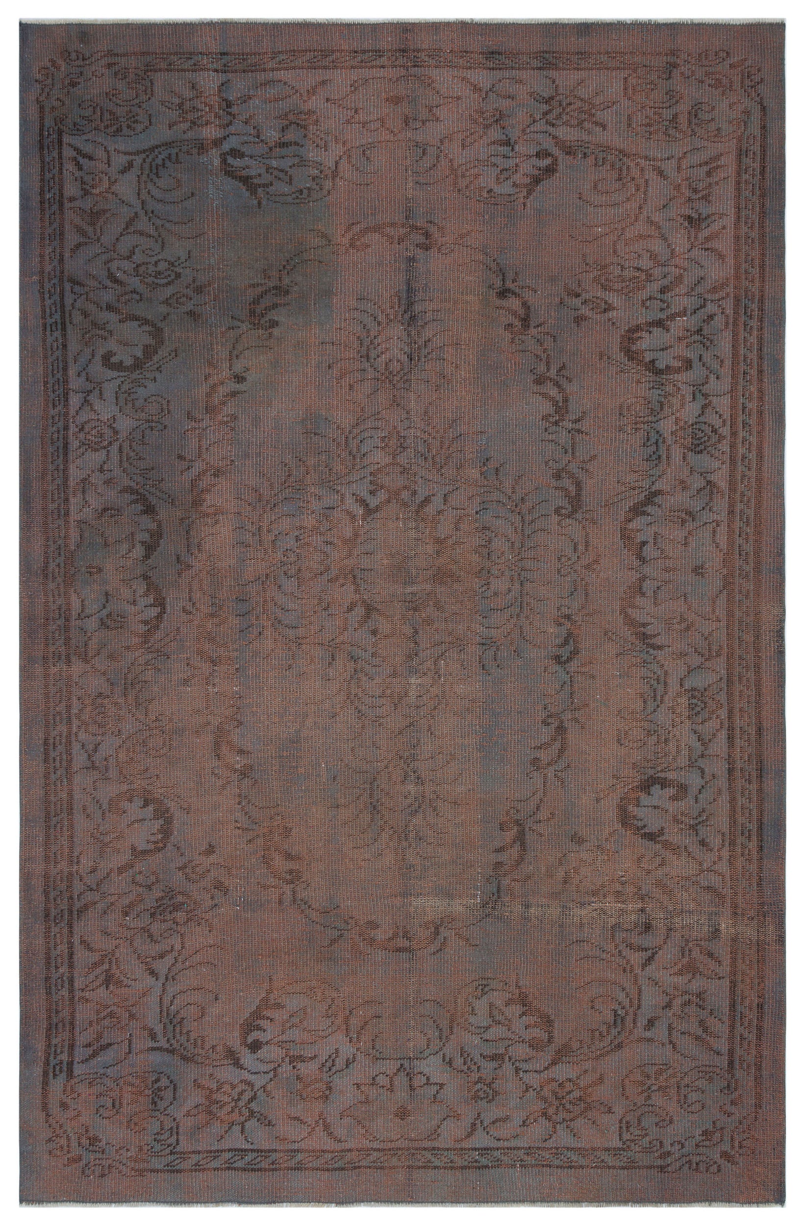 Brown Over Dyed Rug I Traditional Design Rug | Turkish Rug | Hand Weaving Rug  | Bedroom Rug | Wool Rug | Vintage Rug | Tumbled Rug  | Naturel Rug | Boho Rug I 5'9'' x 8'7'' ft 174 x 262 cm