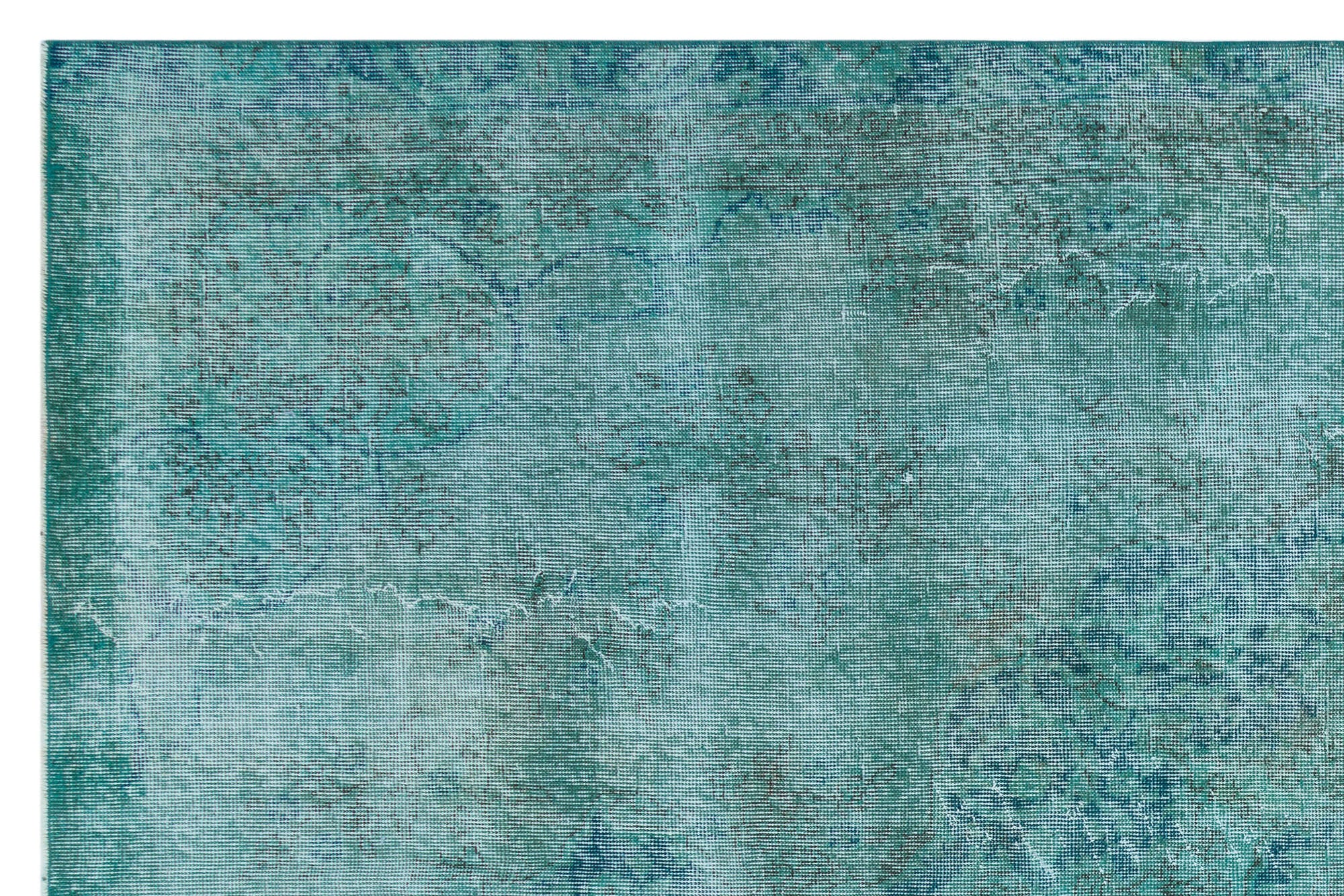 Traditional Design Turquoise Over Dyed Vintage Rug 5'12'' x 8'12'' ft 182 x 274 cm