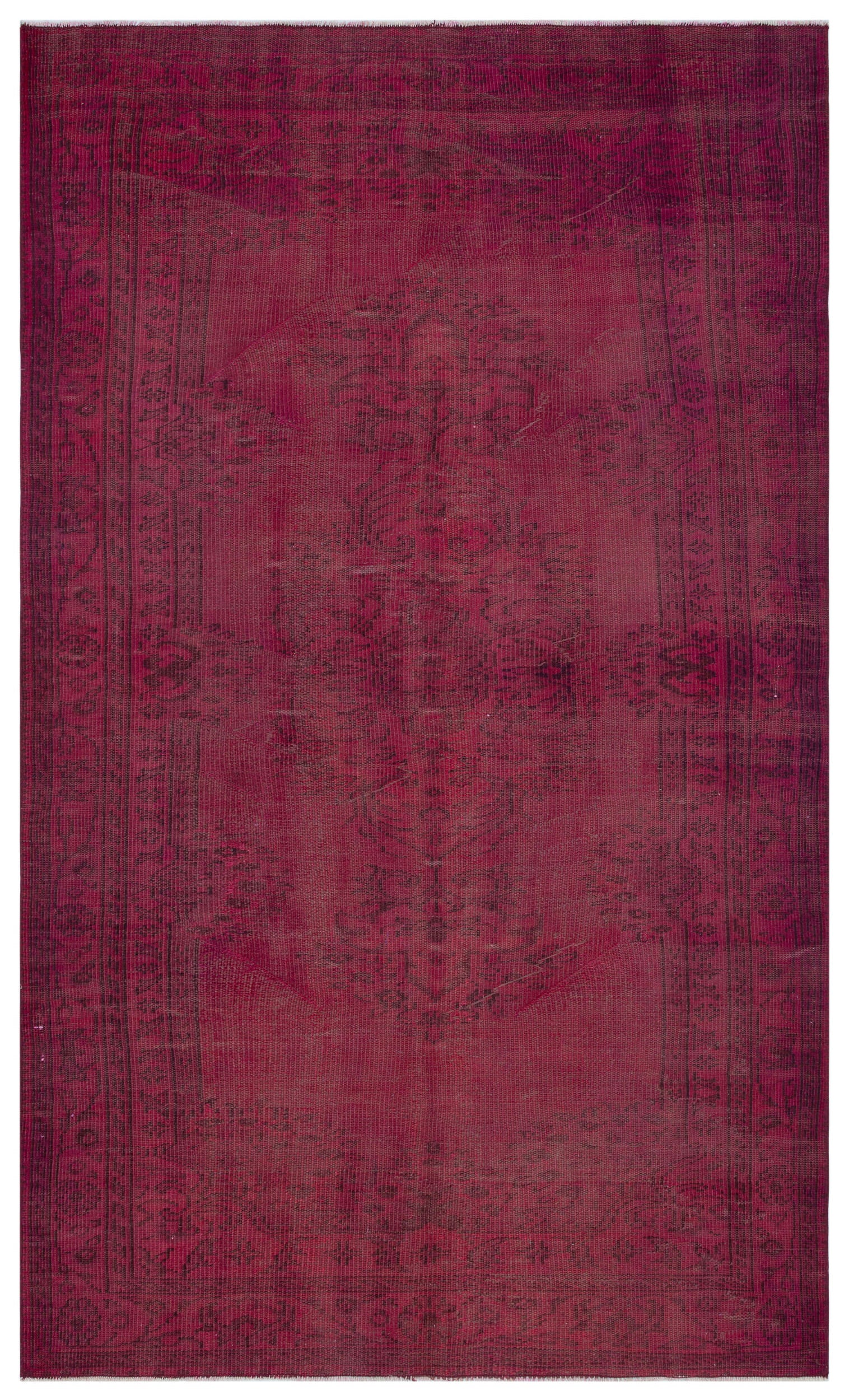 Traditional Design Fuchsia Over Dyed Vintage Rug 5'4'' x 8'11'' ft 162 x 272 cm