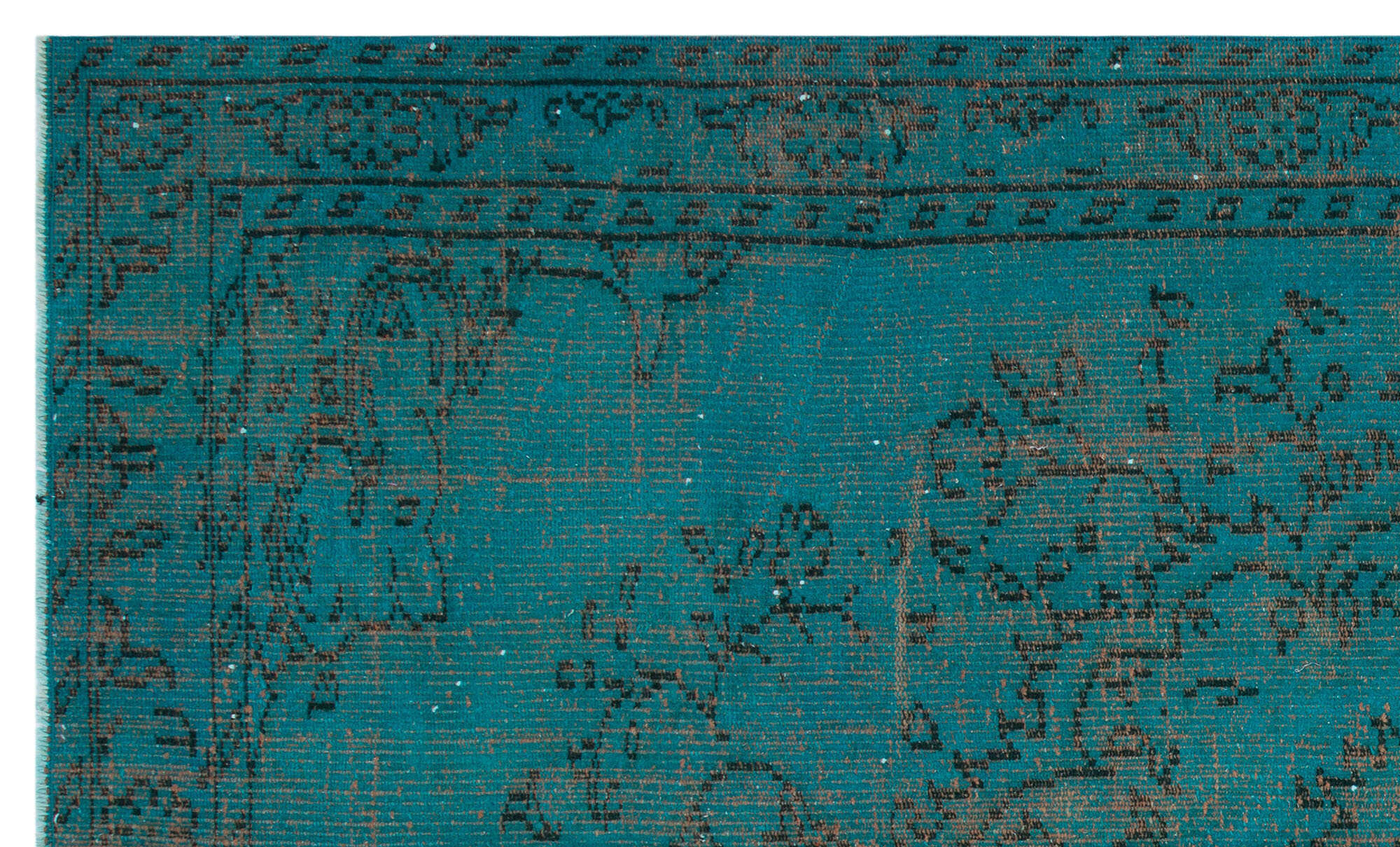 Traditional Design Turquoise Over Dyed Vintage Rug 5'3'' x 8'8'' ft 161 x 265 cm