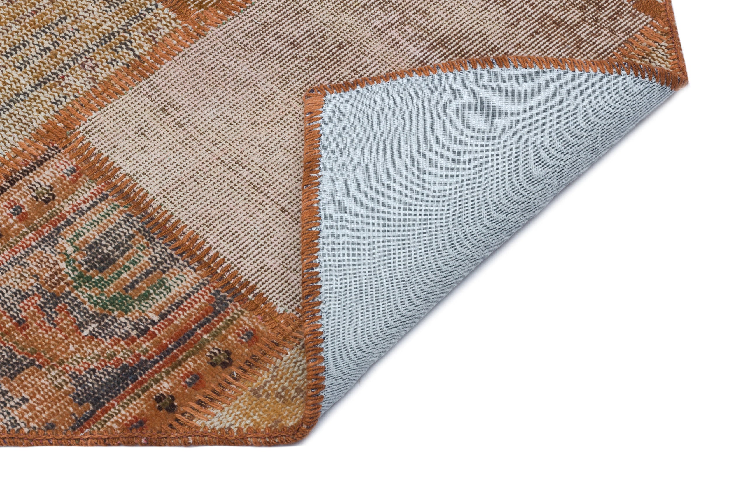 Brown Over Dyed Patchwork Unique Rug 3'11'' x 5'11'' ft 120 x 180 cm