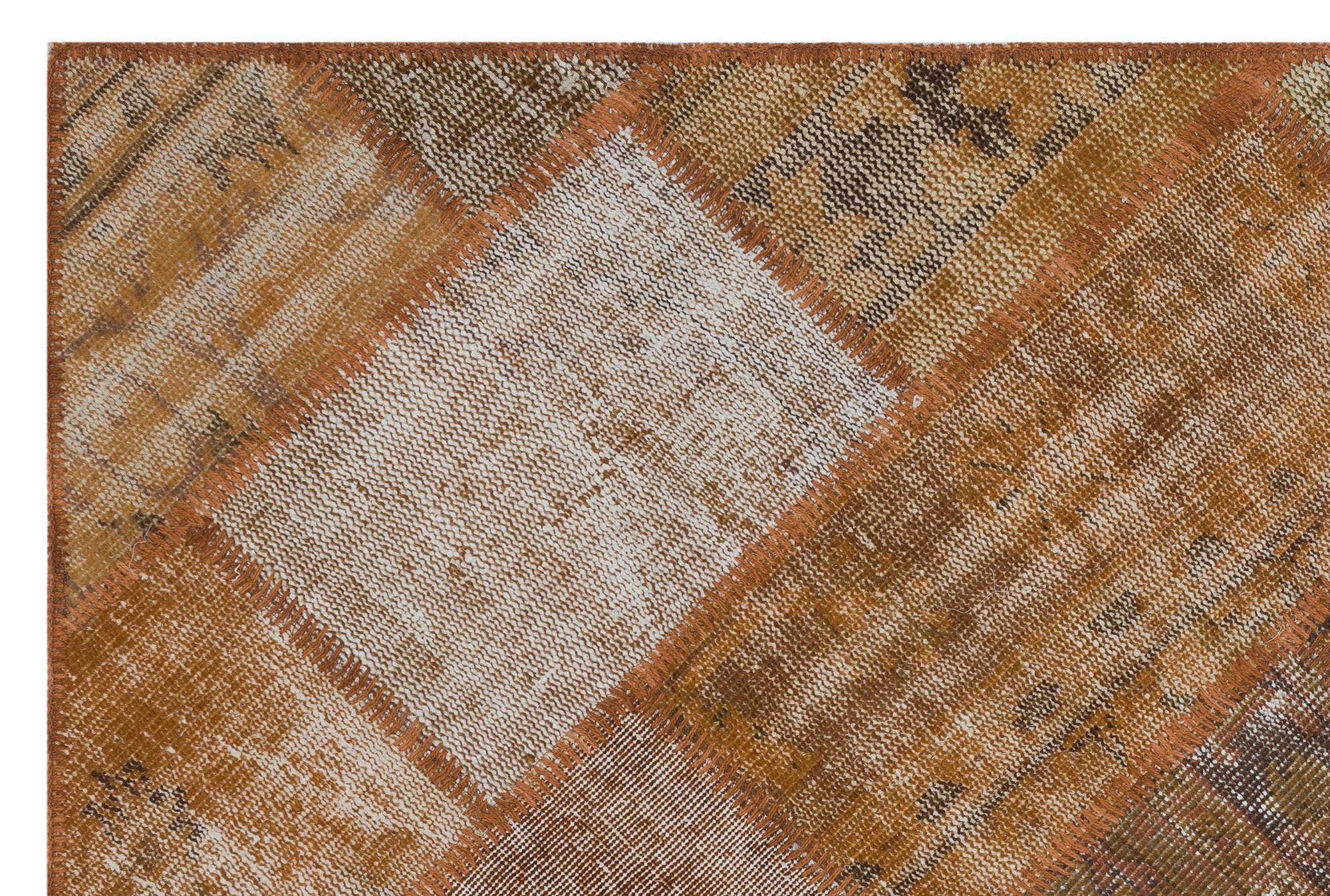 Brown Over Dyed Patchwork Unique Rug 3'11'' x 5'11'' ft 120 x 180 cm