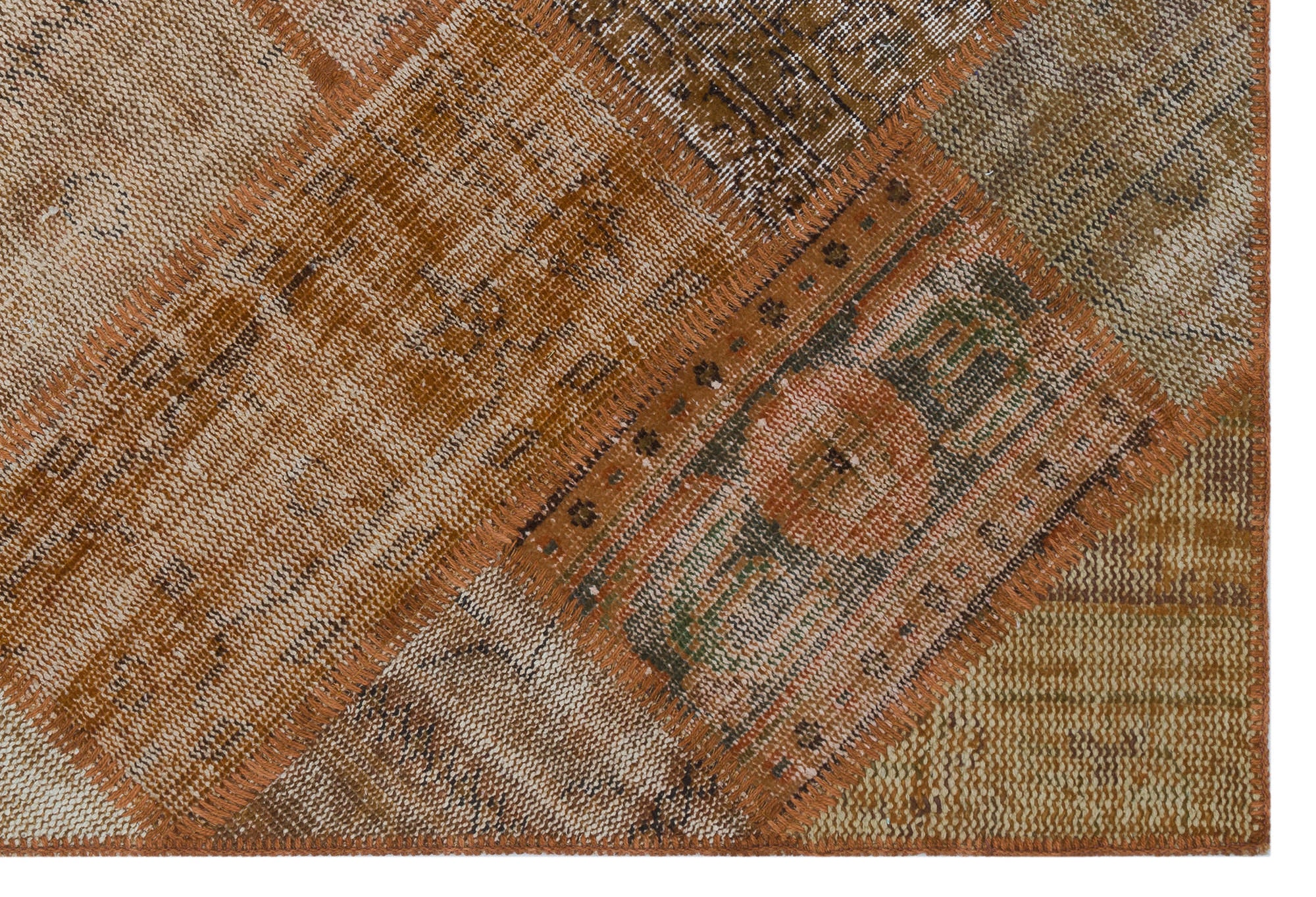 Brown Over Dyed Patchwork Unique Rug 3'11'' x 5'11'' ft 120 x 180 cm