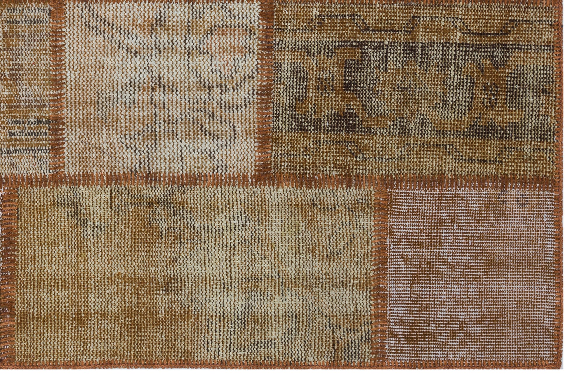 Brown Over Dyed Patchwork Unique Rug 3'11'' x 5'11'' ft 120 x 180 cm