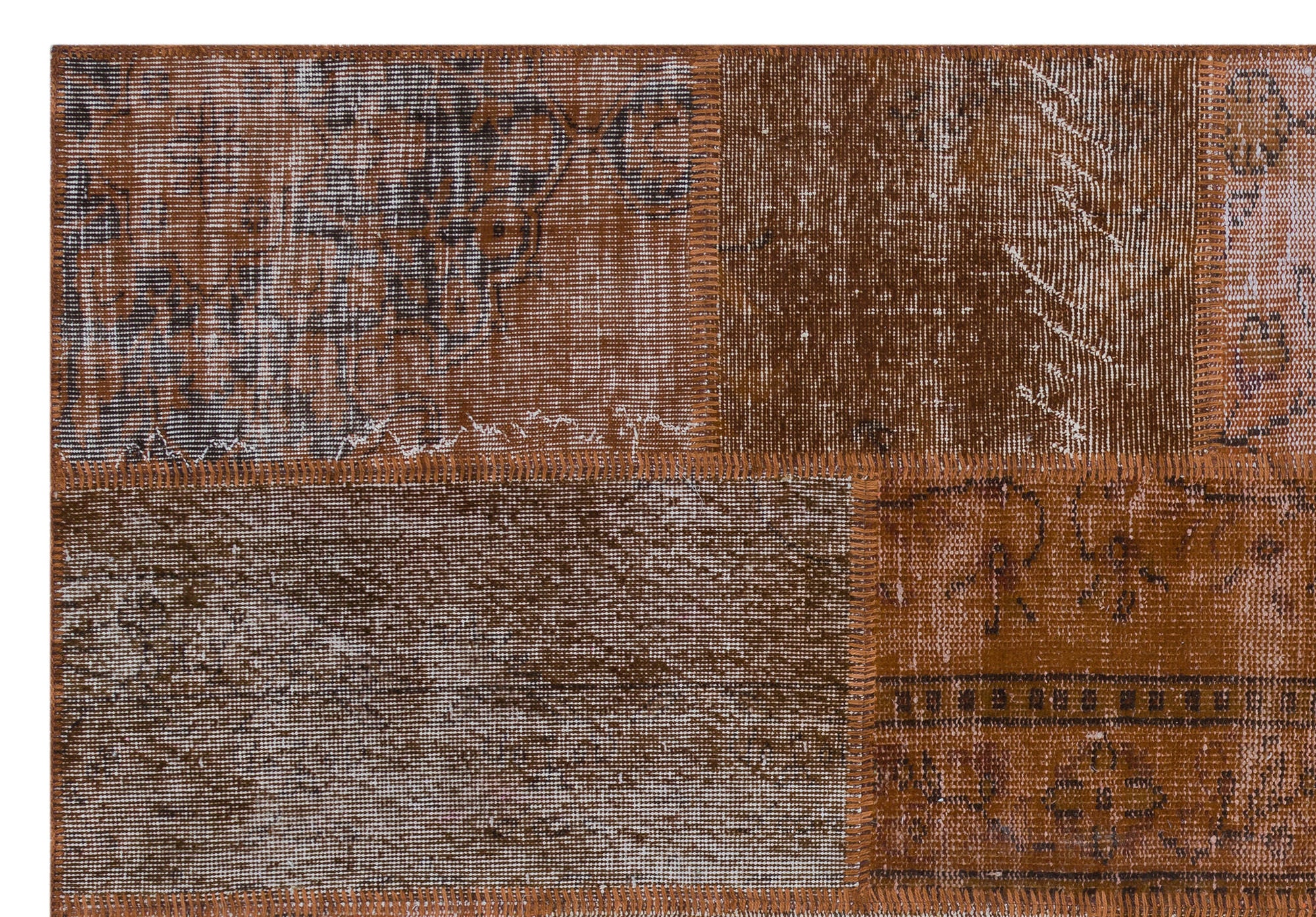 Brown Over Dyed Patchwork Unique Rug 5'3'' x 7'7'' ft 160 x 230 cm