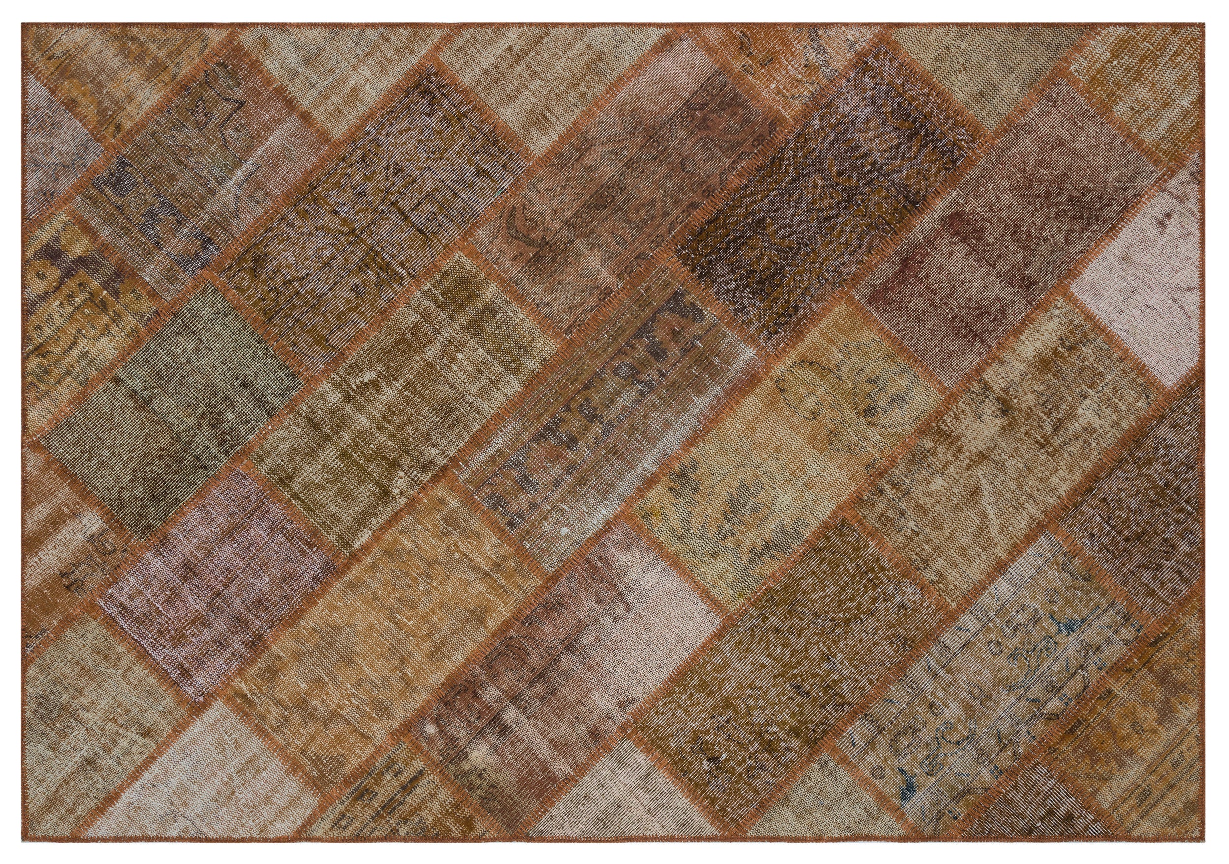 Brown Over Dyed Patchwork Unique Rug 5'3'' x 7'7'' ft 160 x 230 cm