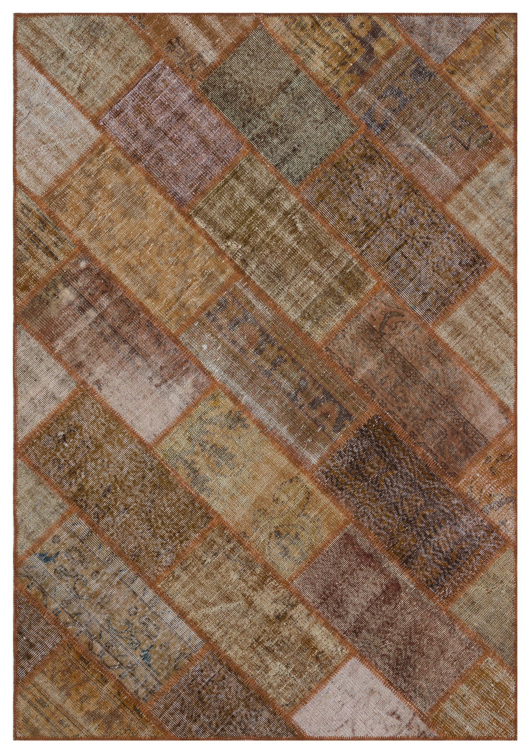 Brown Over Dyed Patchwork Unique Rug 5'3'' x 7'7'' ft 160 x 230 cm