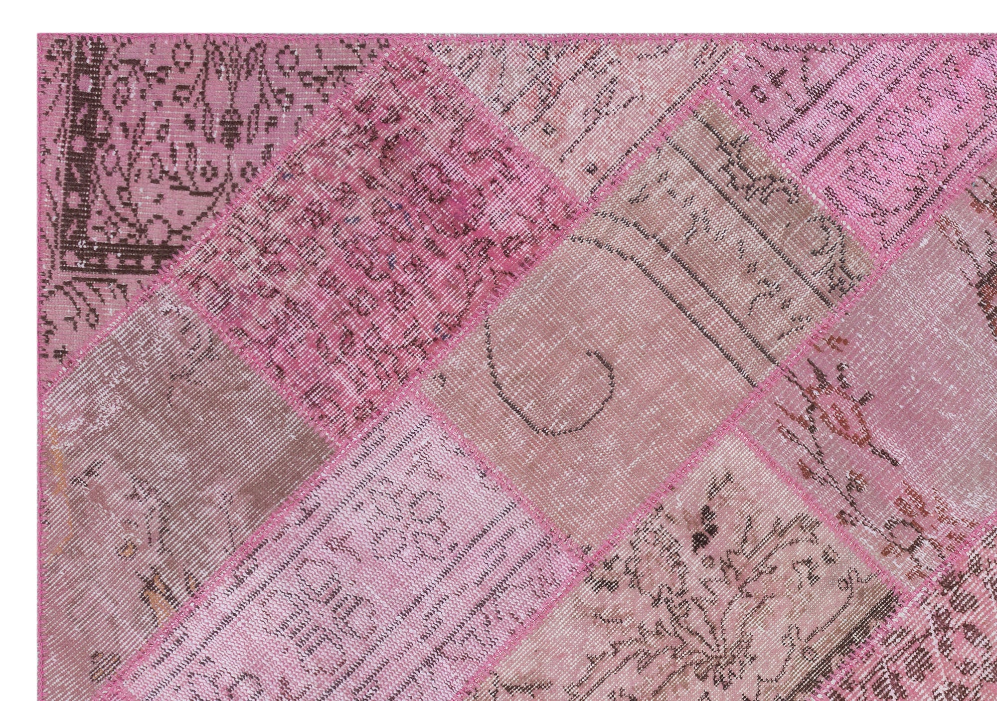 Pink Over Dyed Patchwork Unique Rug 5'3'' x 7'7'' ft 160 x 230 cm