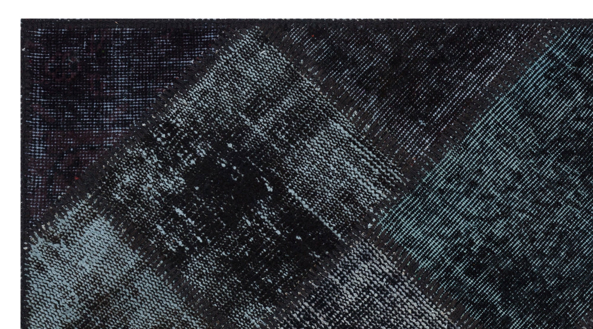 Black Over Dyed Patchwork Unique Rug 2'7'' x 4'11'' ft 80 x 150 cm